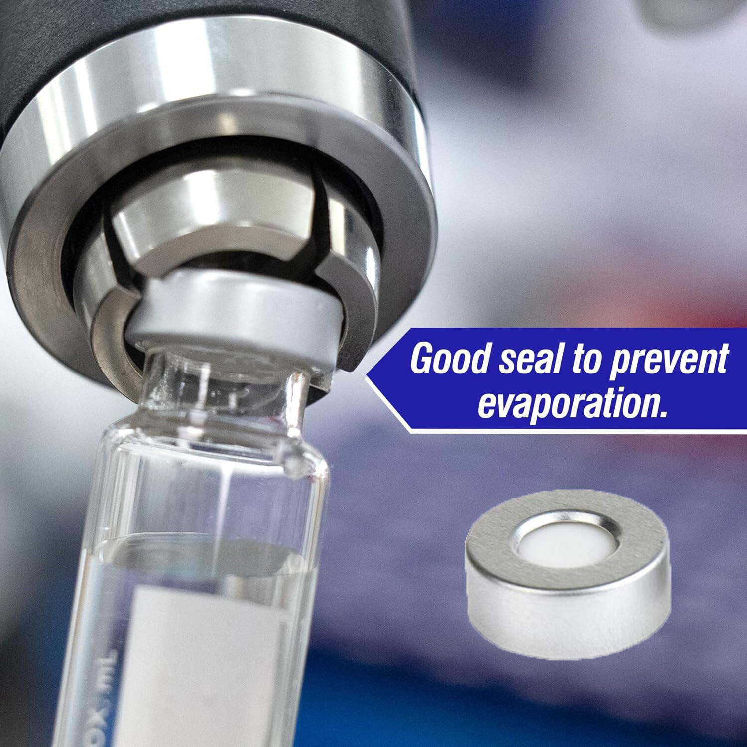 20mm Crimp Top Aluminum Cap+PTFE/Silicone Septa Fit 6mL/10mL/20mL Vials GC,HPLC