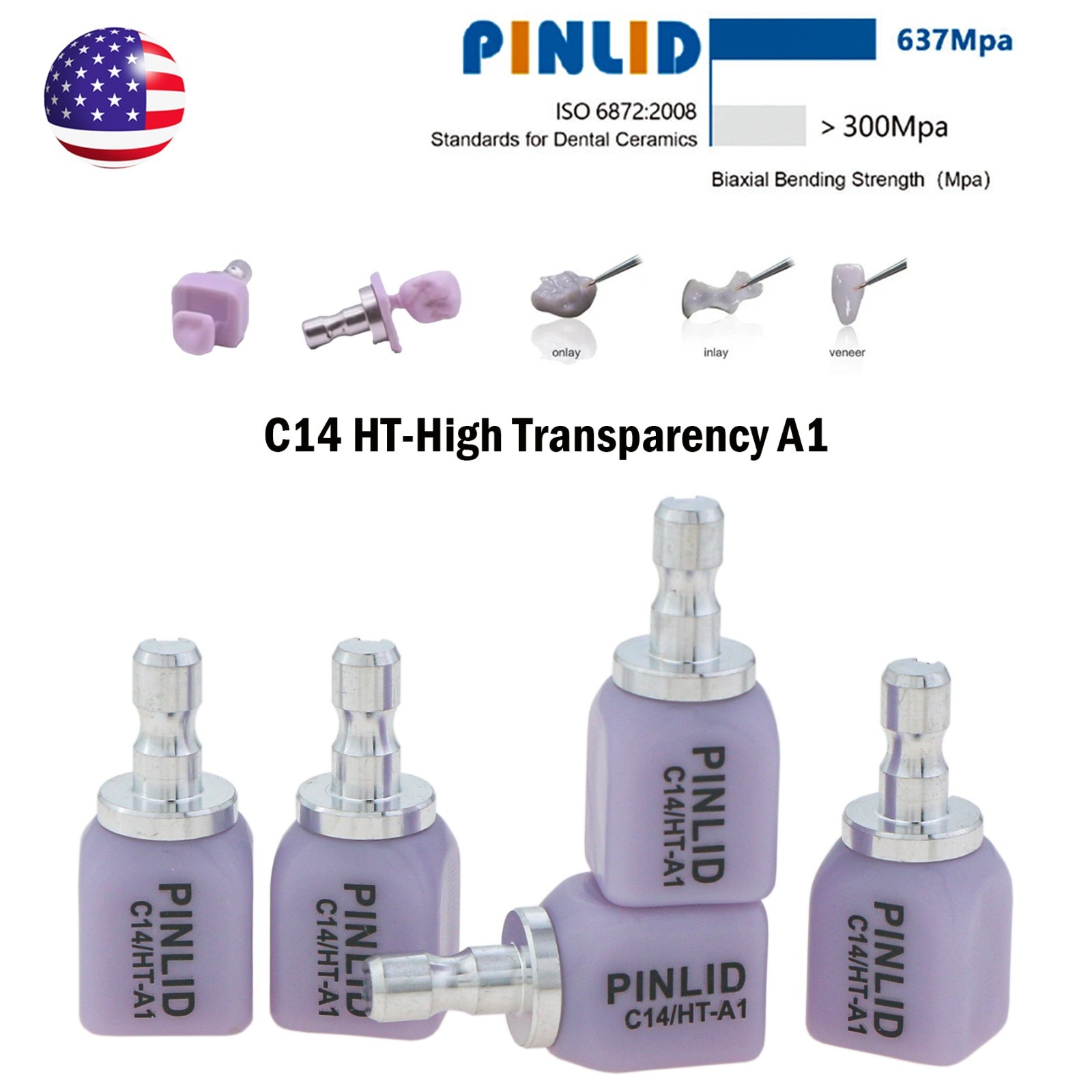 C14 Exam Lithium Disilicate Blocks CAD/CAM Dental Lab CEREC Compatible 5Pcs/Box