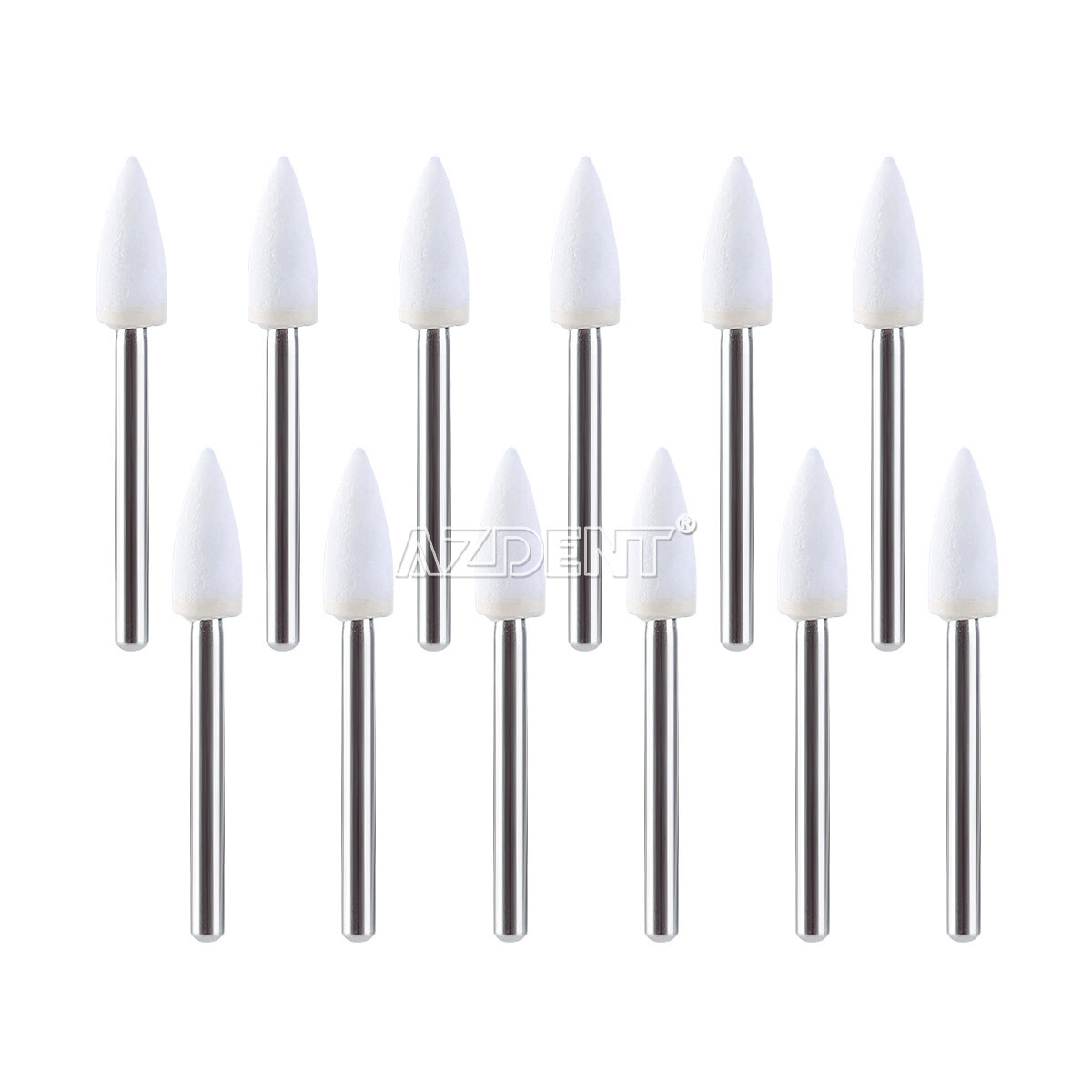 AZDENT Dental Flame Mounted White Stone Polishing Burs FG Abrasion Point Burs