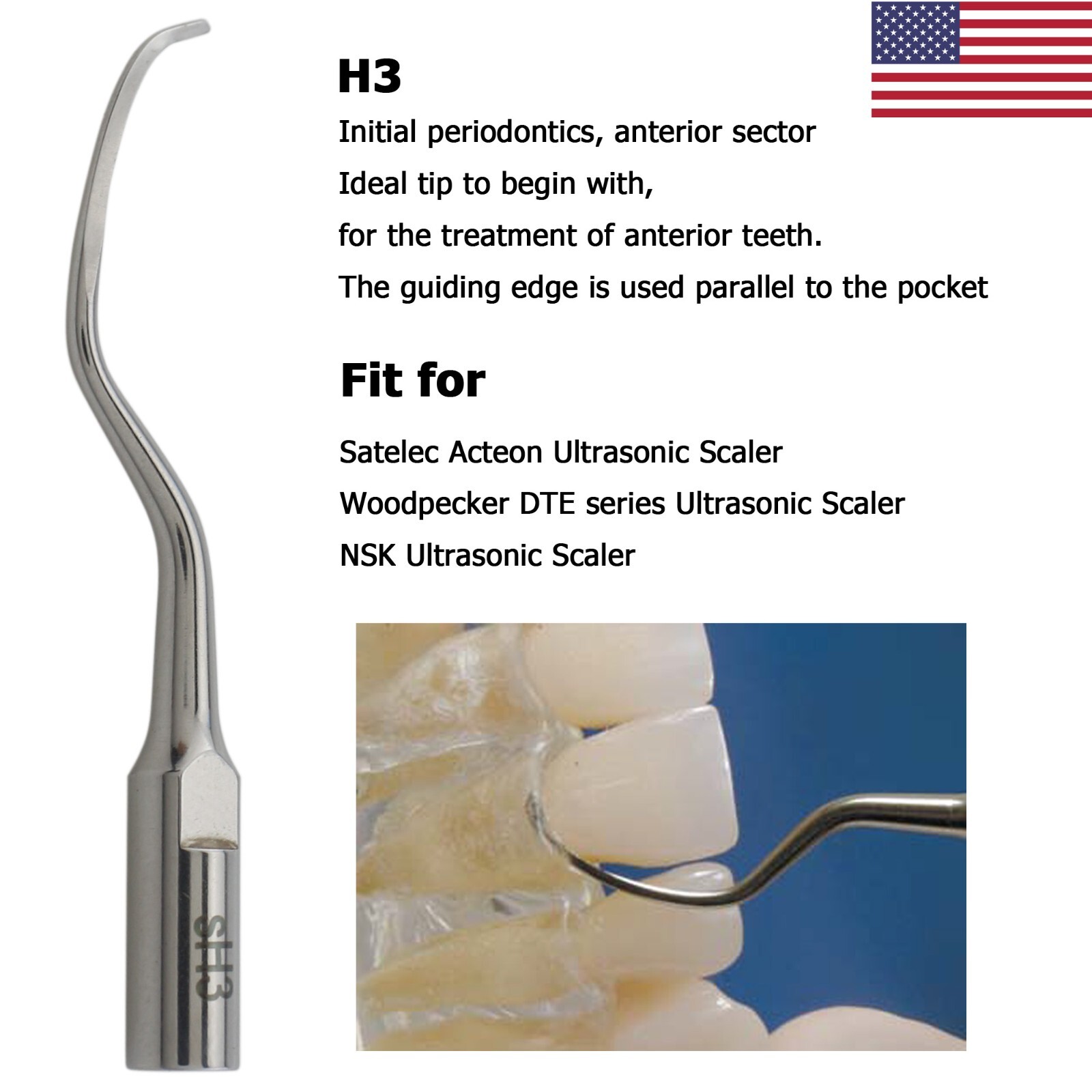 Dental Ultrasonic Piezo Scaler ACTEON Newtron P5 LED Handpiece Satelec Tips H3