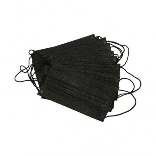 RMH3 Dental Disposable 3-Ply Black Face Mask With Elastic Ear Loops, 50/Pk
