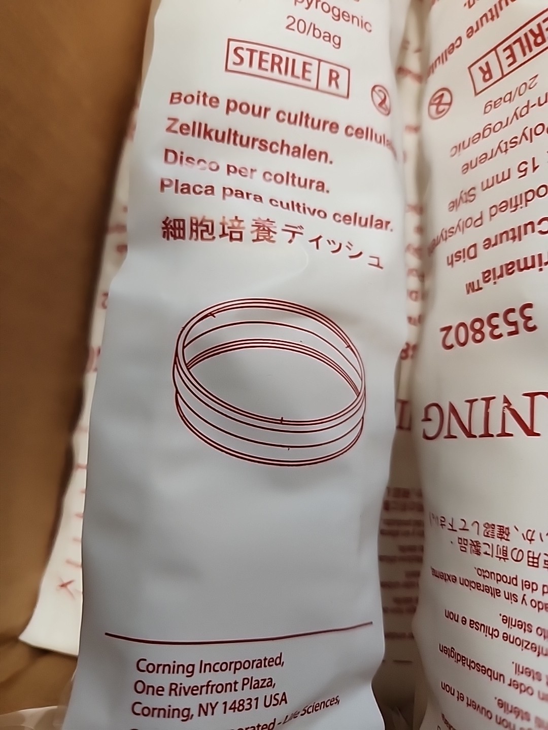 CORNING 60mm x 15mm Polystyrene Disposable Cell Culture Dish (20/pk) 353802