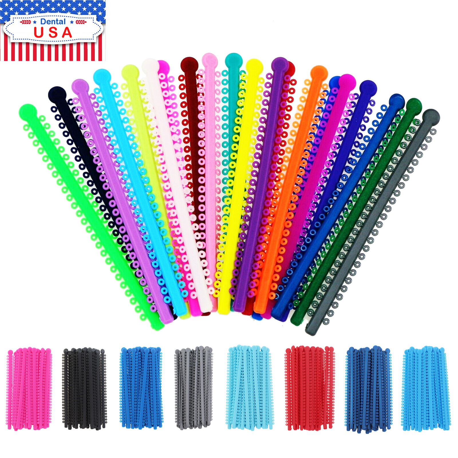1000Pcs Dental Orthodontic Ligature Ties Braces Elastic Rubber Bands Multi-Color