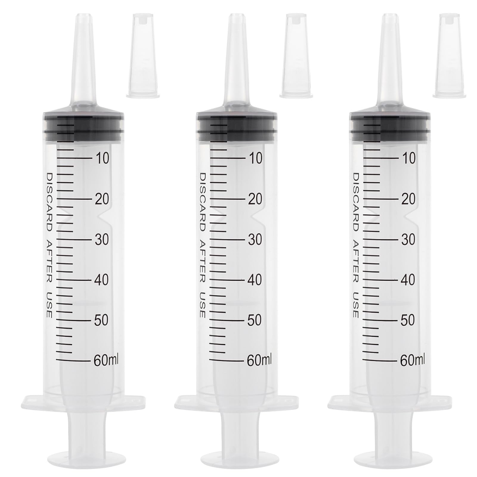 60ml Syringe with Cap, Syringes without Needle for Liquid, Scientific Plastic