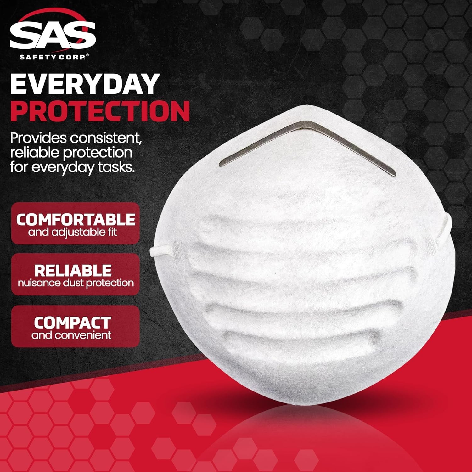SAS Safety Nuisance Dust Mask 50 Pack Adjustable Respiratory Protection Masks