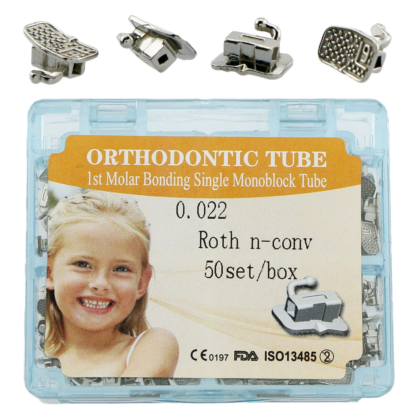 50Sets Dental Orthodontic Monoblock Buccal Tubes 022 1st 2nd Molar MBT Roth Tube