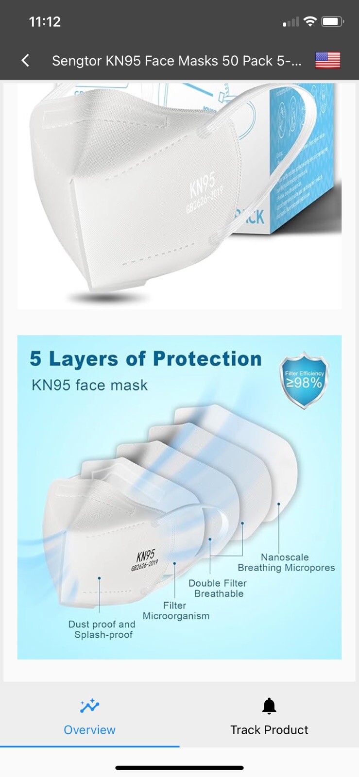KN95 Face Mask 20 PCS, /20 Count (Pack of 1), Color Of Mask 😷 white. Reusable