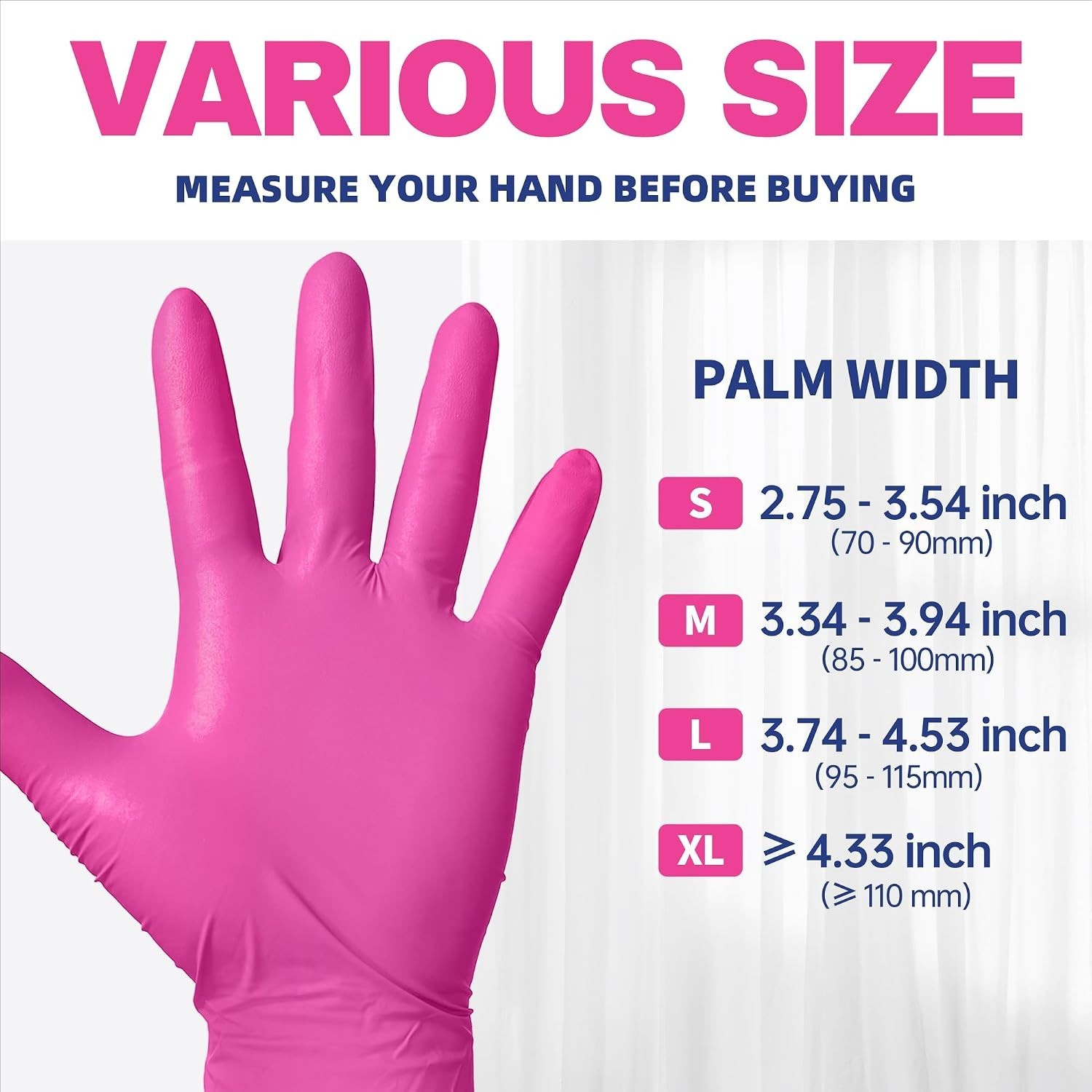 100Ct Hot Pink Nitrile Gloves – 4Mil, Powder-Free, Latex-Free for Multiple Uses