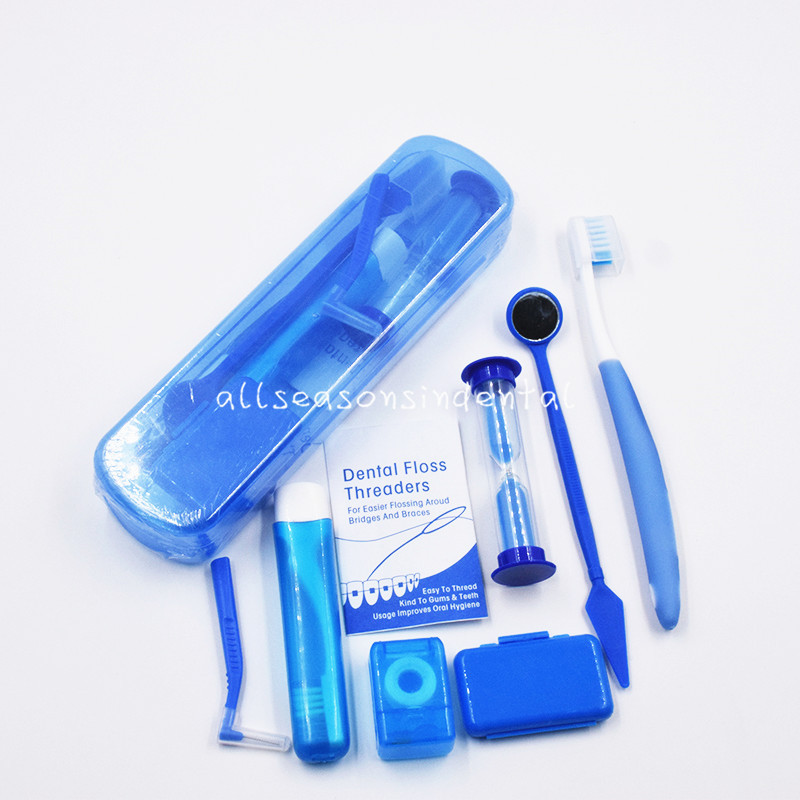 7 Pcs/Box Dental Teeth Oral Cleaning Care Orthodontic Kits Brush Floss 4 Colors