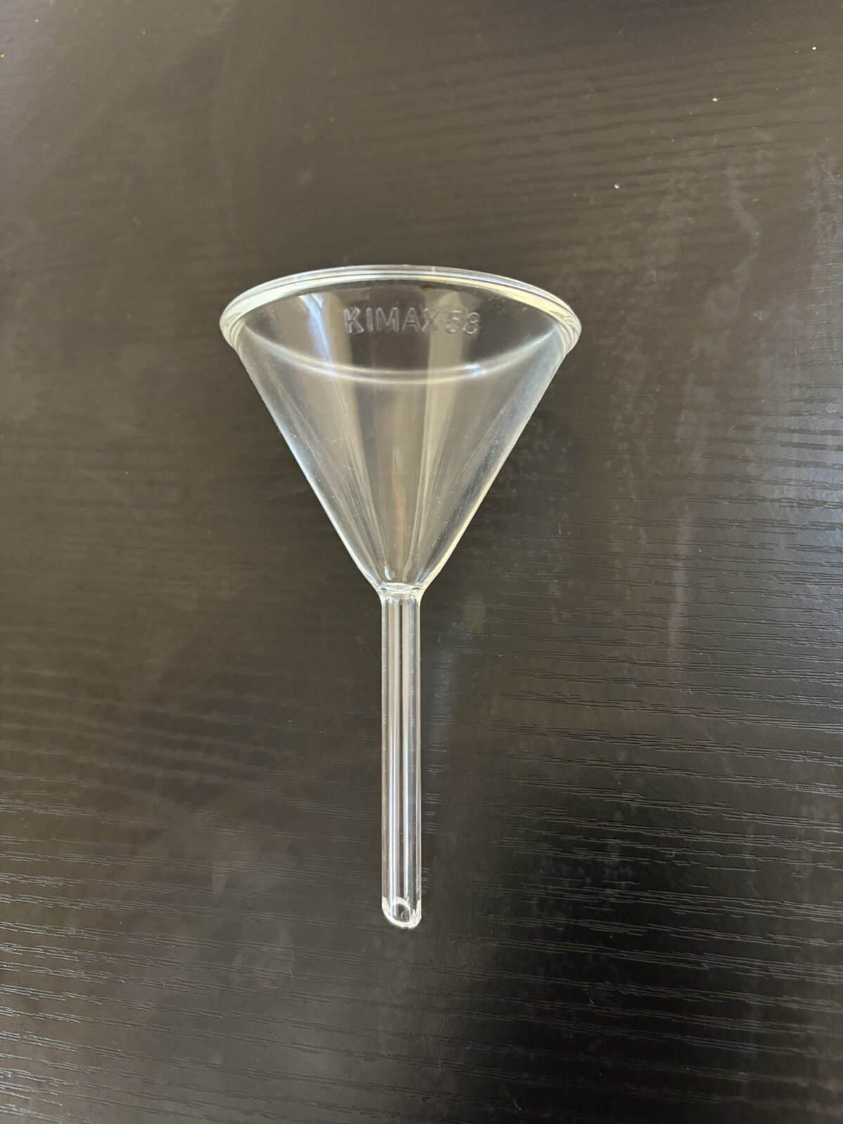 KIMAX Glass 58° Degree Angle 45mm ID Short Stem Filling Funnel USED
