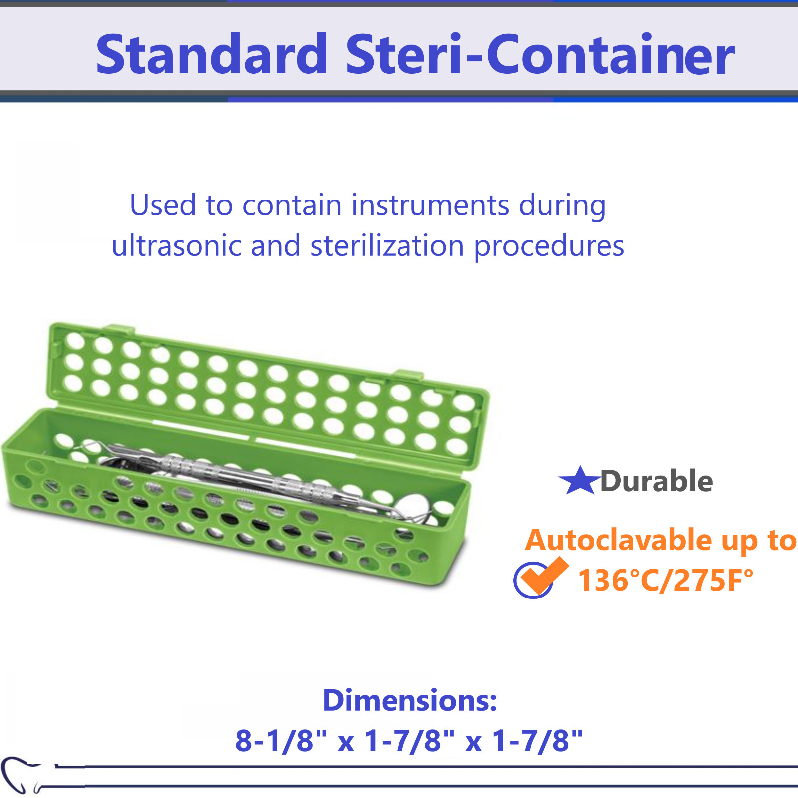 PREMIUM DENTAL AUTOCLAVE STERILIZATION CASSETTE RACK BOX TRAY FOR 10 INSTRUMENTS