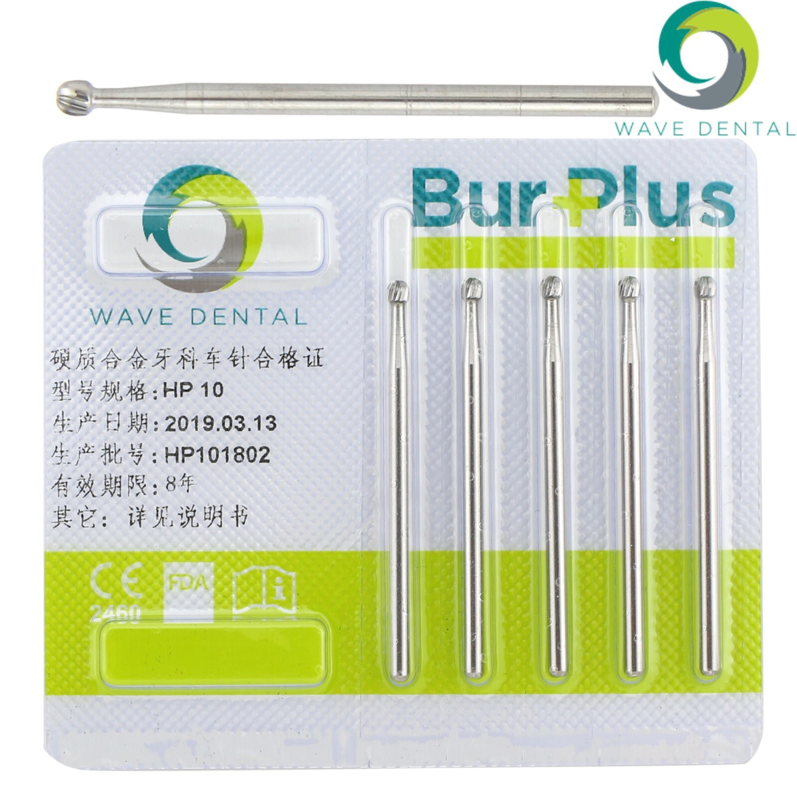 Wave Dental Carbide Burs Round HP1/4 1/2 1 2 4 6 8 For Straight Handpiece 44.5mm