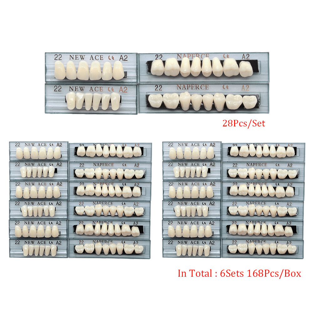 22# & 23# A2 Denture Acrylic Resin Teeth Dental Tooth Upper Lower Shade 168pcs*2