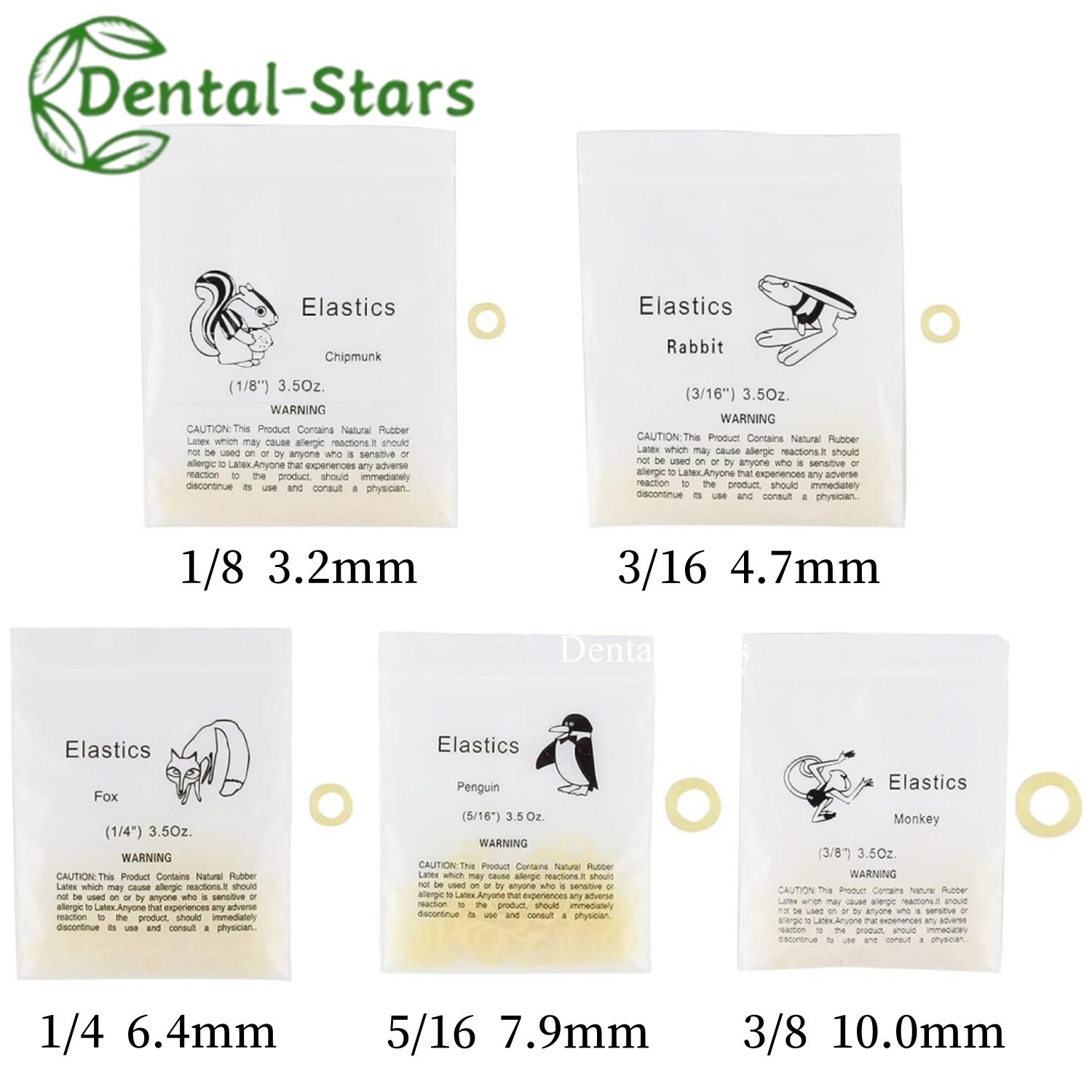 Dental Orthodontic Elastics Latex Braces Ortho Rubber Bands 15 Sizes For Choice