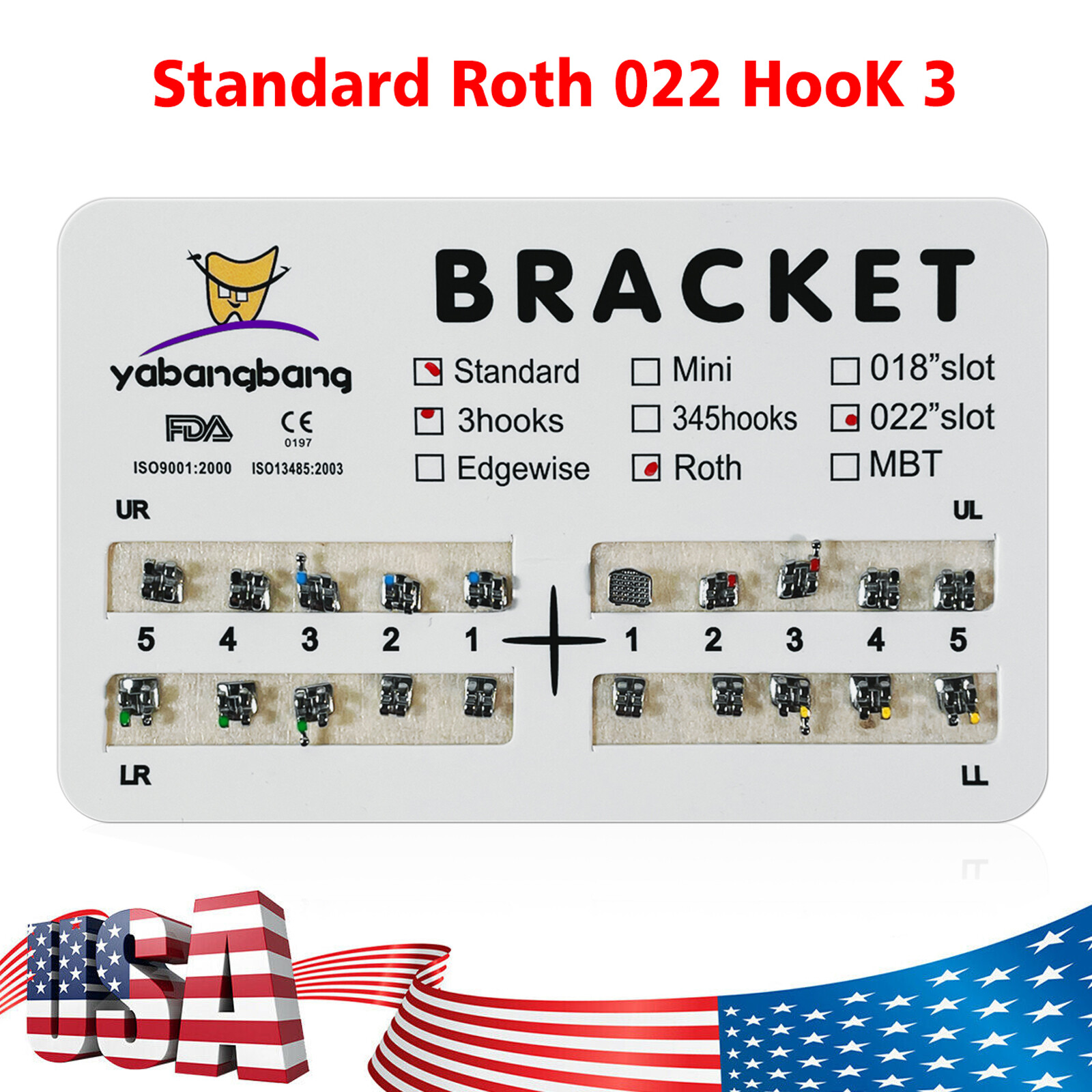 10-200 Packs Dental Orthodontic Brackets Brace Standard Roth.022 Hook 3