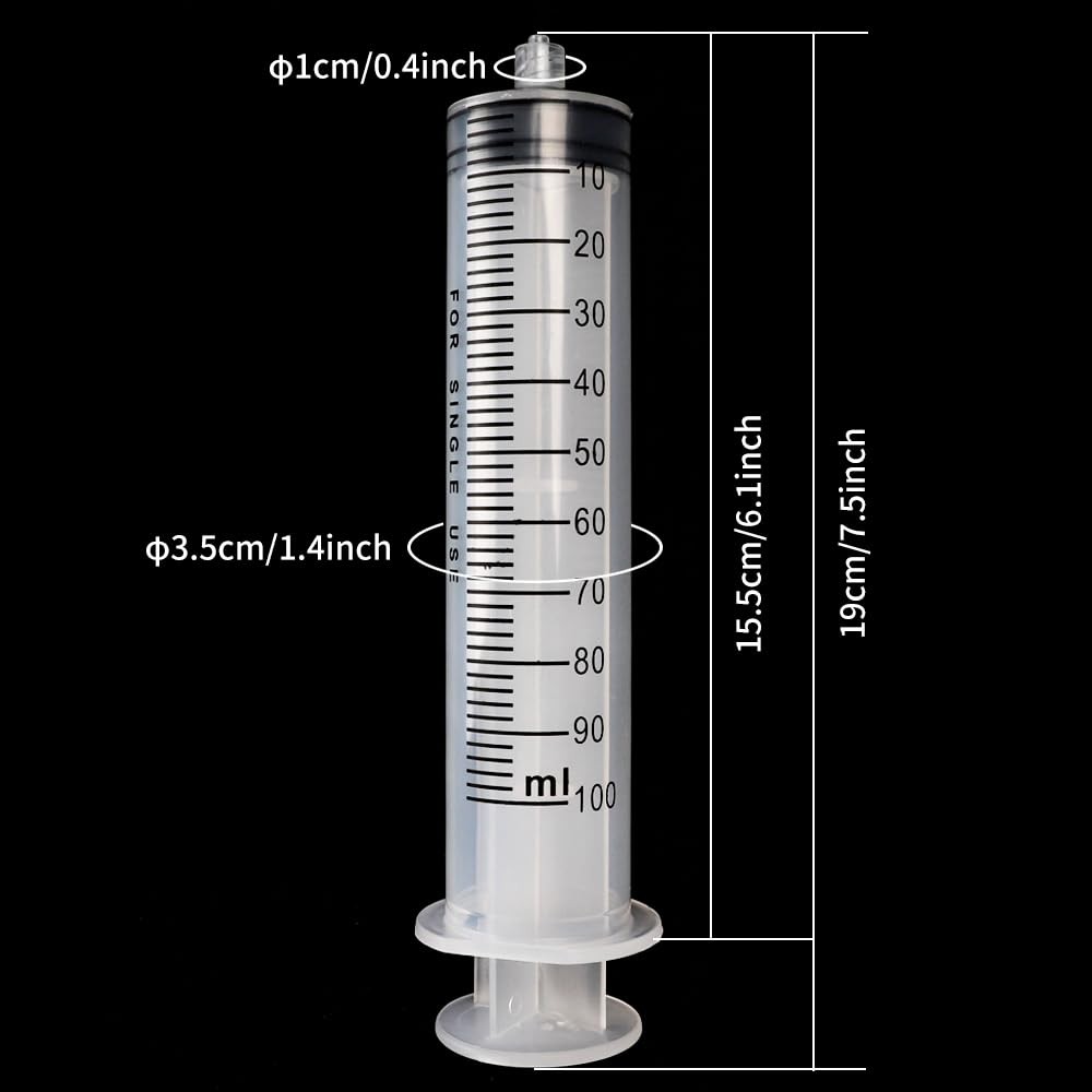DEPEPE 2pcs 100ml Large Plastic Syringe with 47in Handy