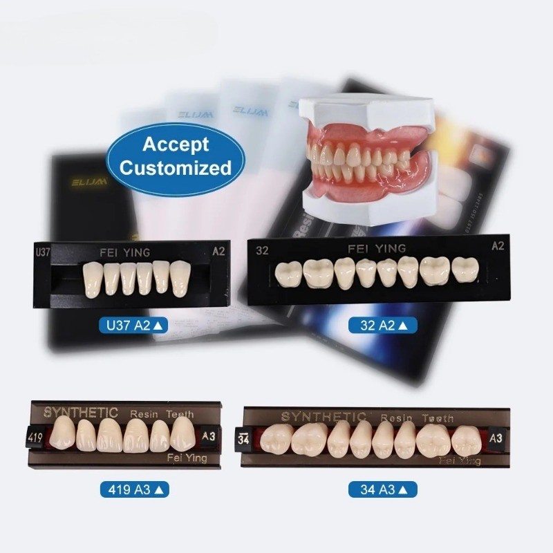 Dental Acrylic Resin Denture Teeth Upper Lower Full Set Shade Anterior Posterior