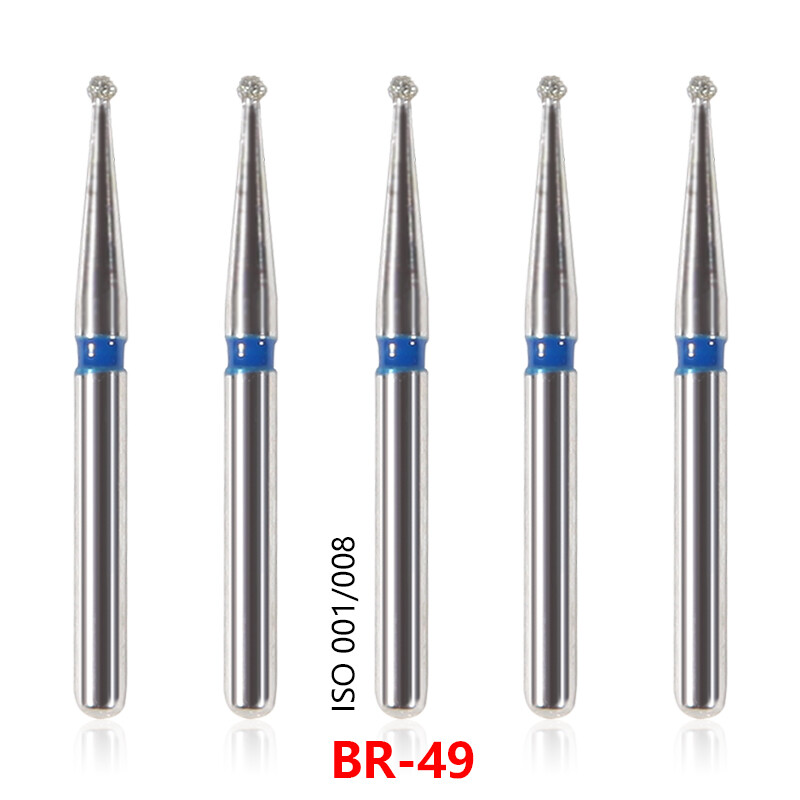 100pcs Dental Diamond Burs Ball Round BR-49 For High Speed Handpiece 5 pcs/pack