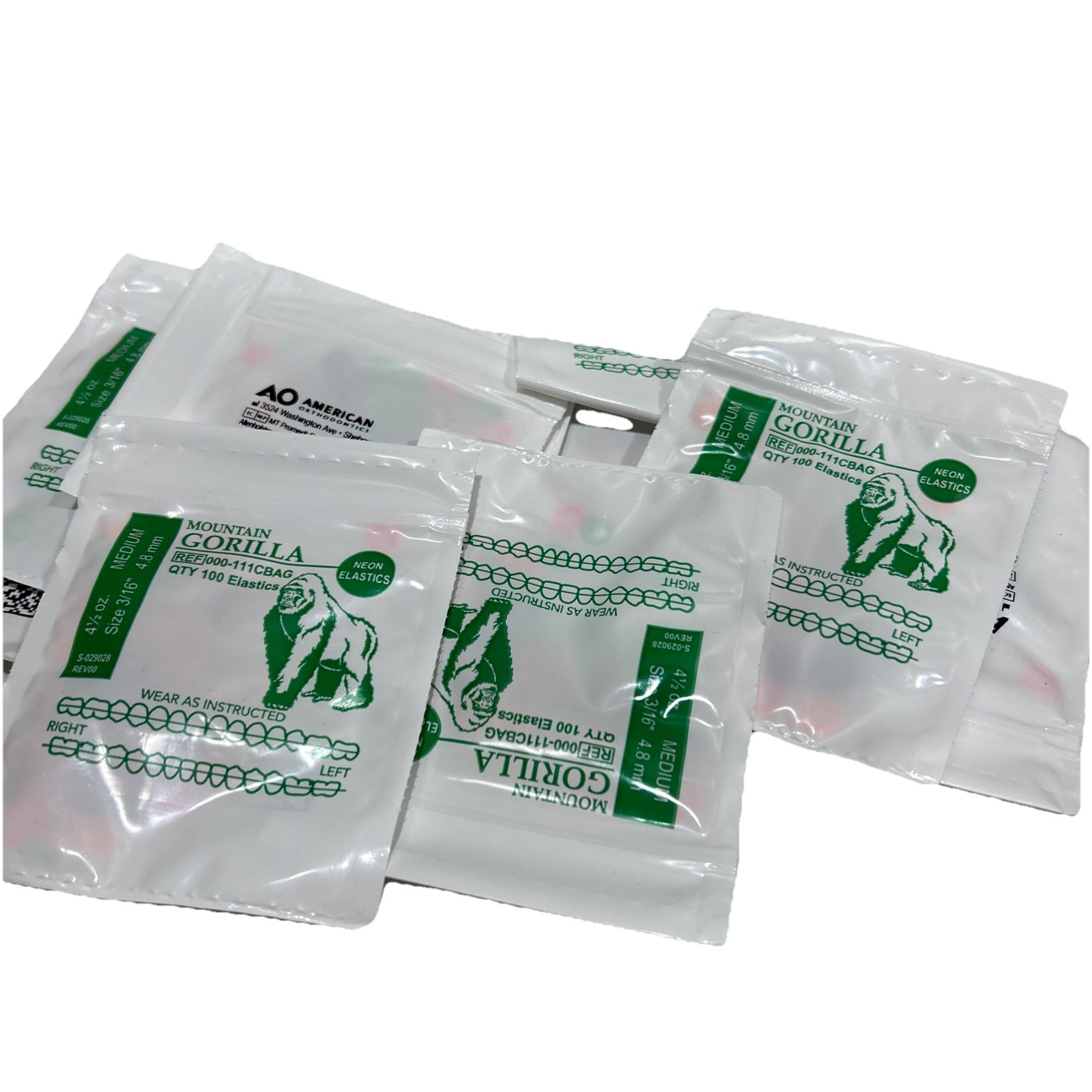 10 Bags Neon Mountain Gorilla American Orthodontics Elastics Dental Rubber Bands