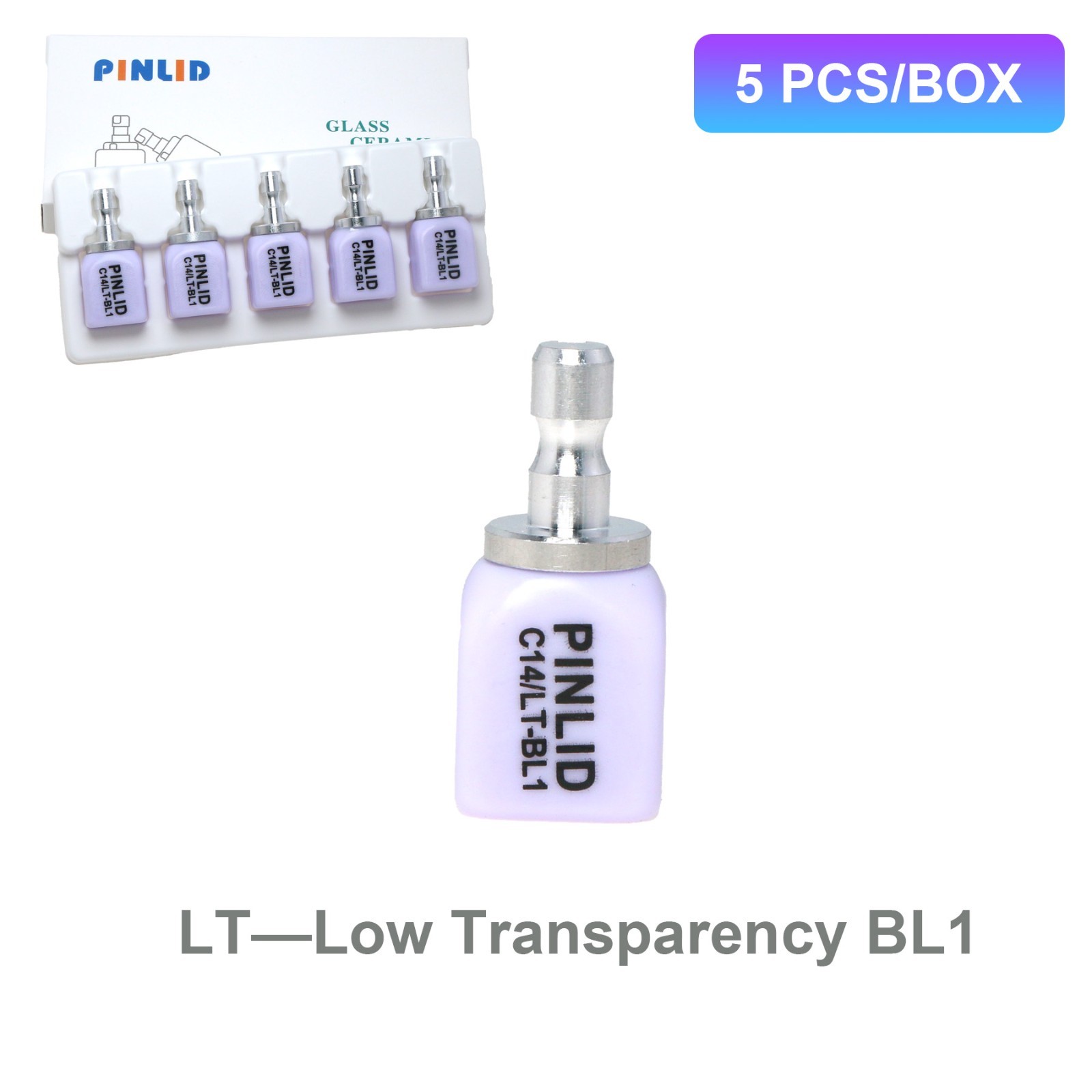 5Pcs/Box C14 LT Dental Block Lithium Disilicate CEREC Translucency Dentistry Lab