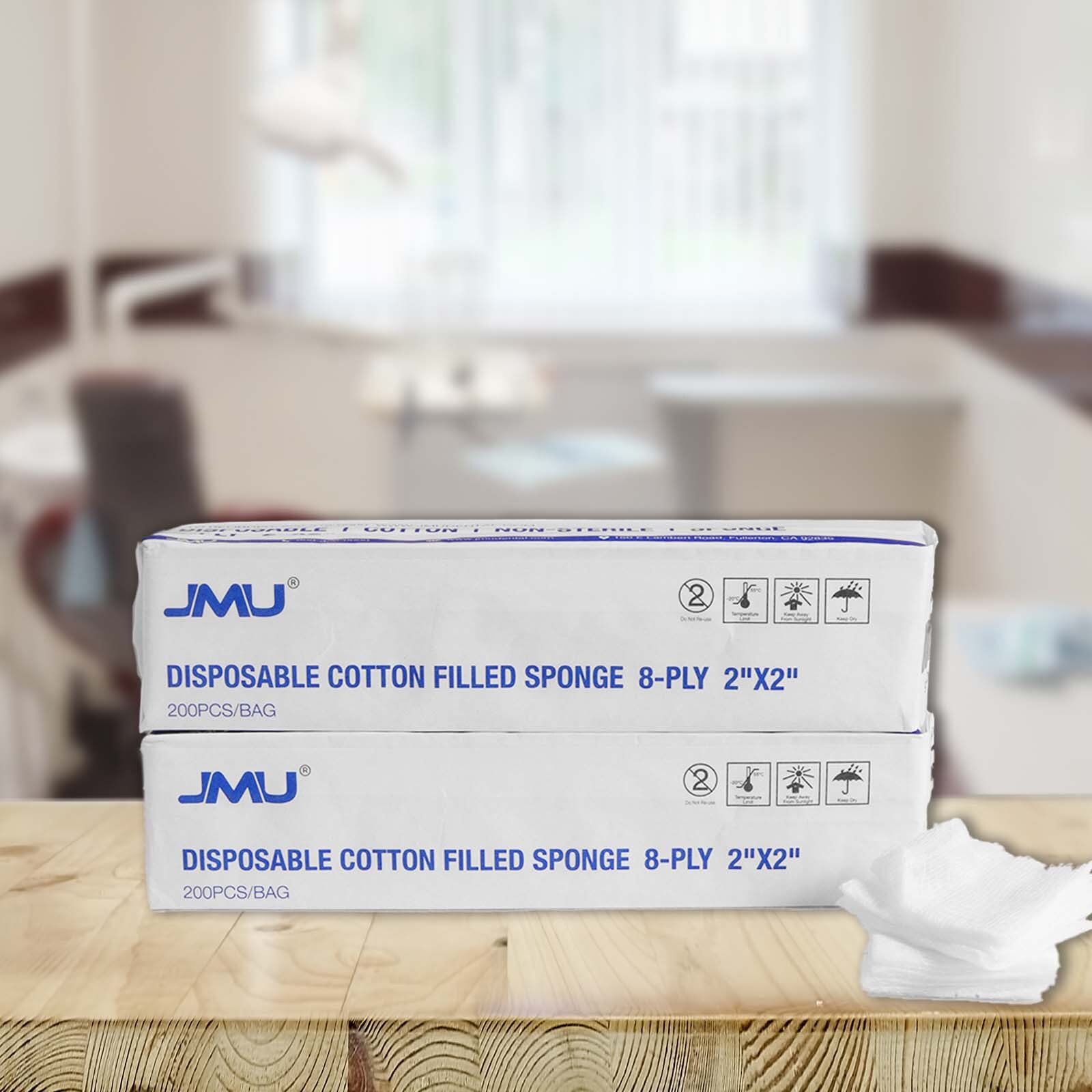 JMU Disposable Cotton Filled Sponge Medical Cotton Gauze Pads 8-Ply 2″X2″