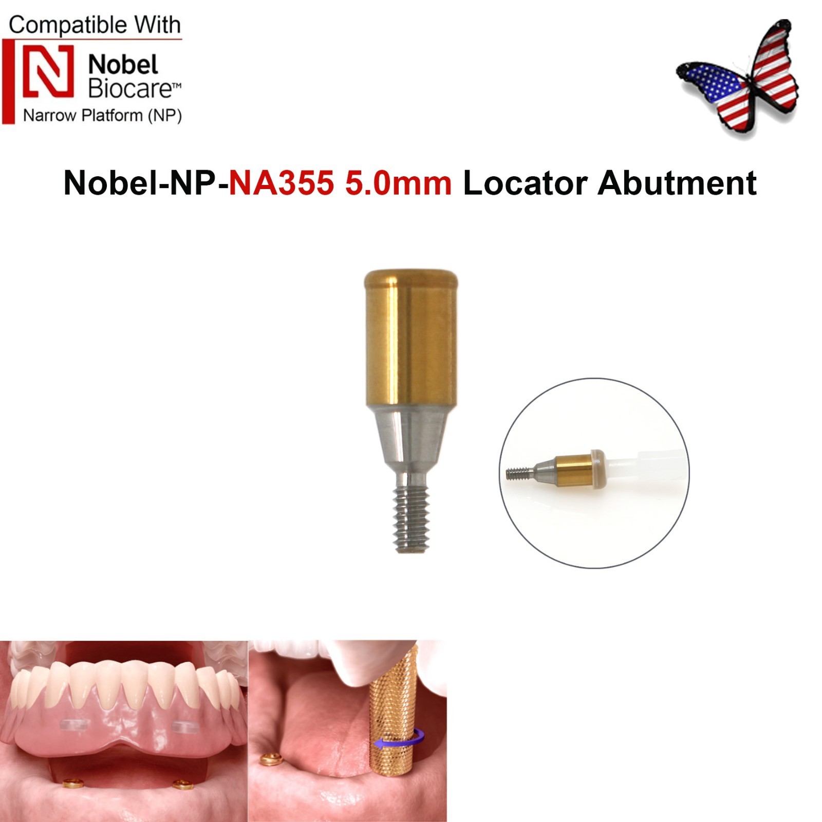 Dental Locator Abutment NP RP Compatible with Nobel NBL Active Implant AH 1–5mm