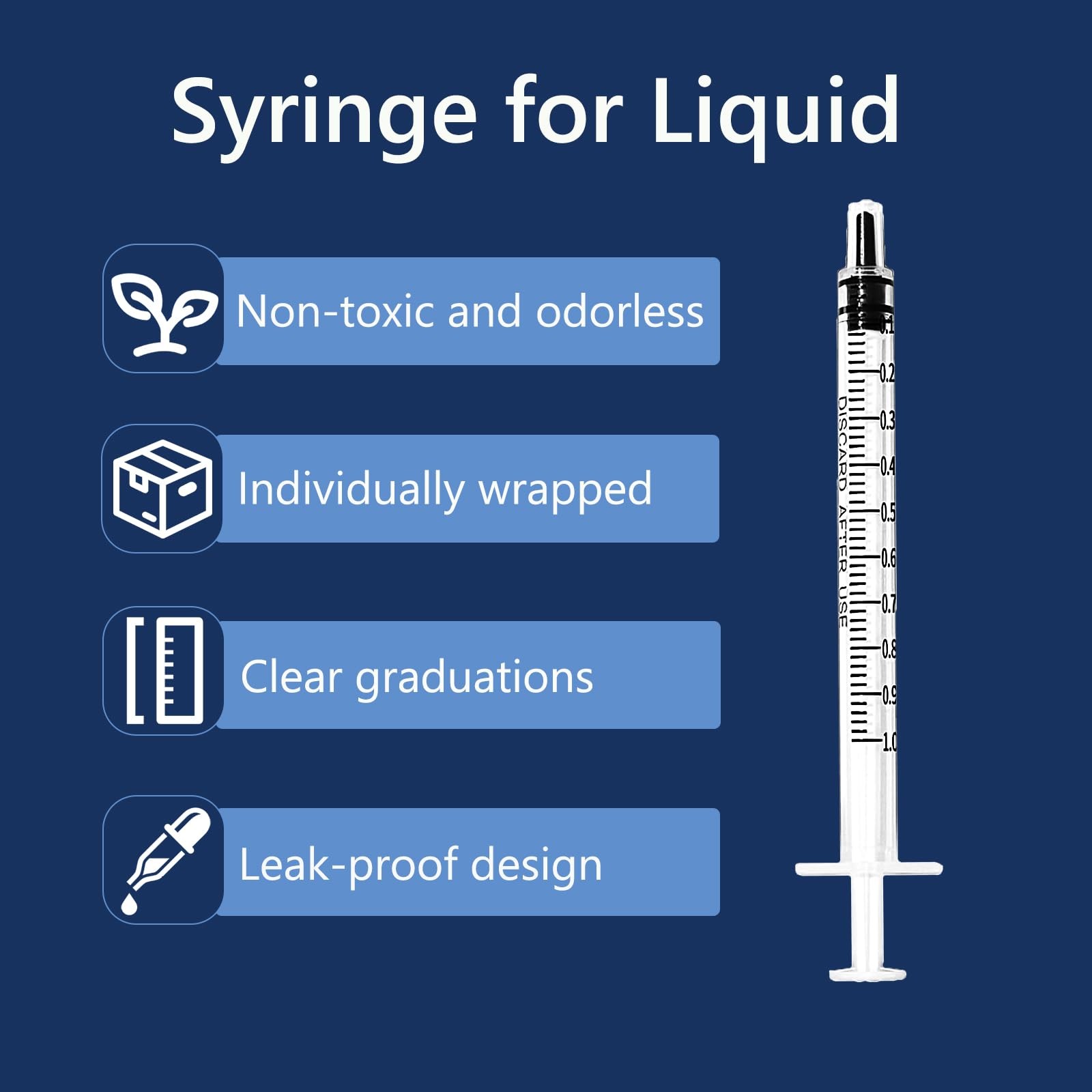 30 Pack 1ml Syringe for Liquid, Plastic Syringes without Needle, white