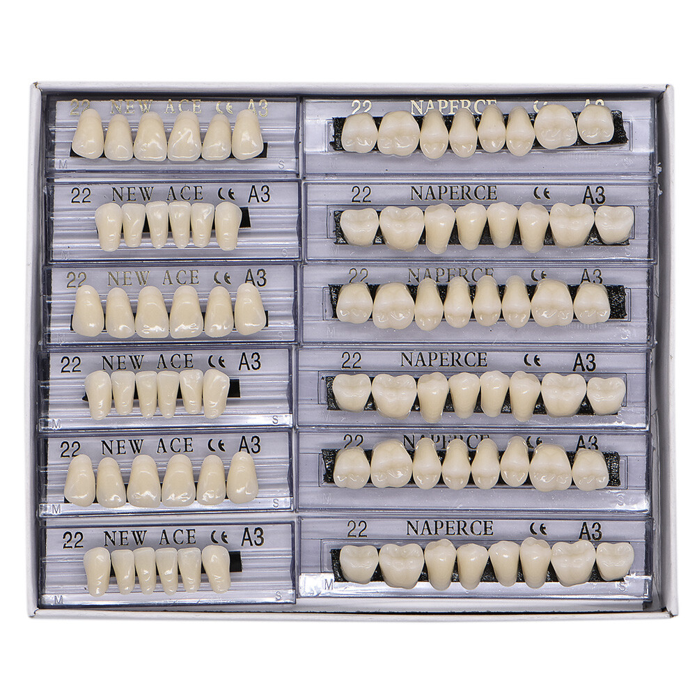 168PC Acrylic Resin Denture #22 Dental Upper Lower Shade A3 Teeth Set US