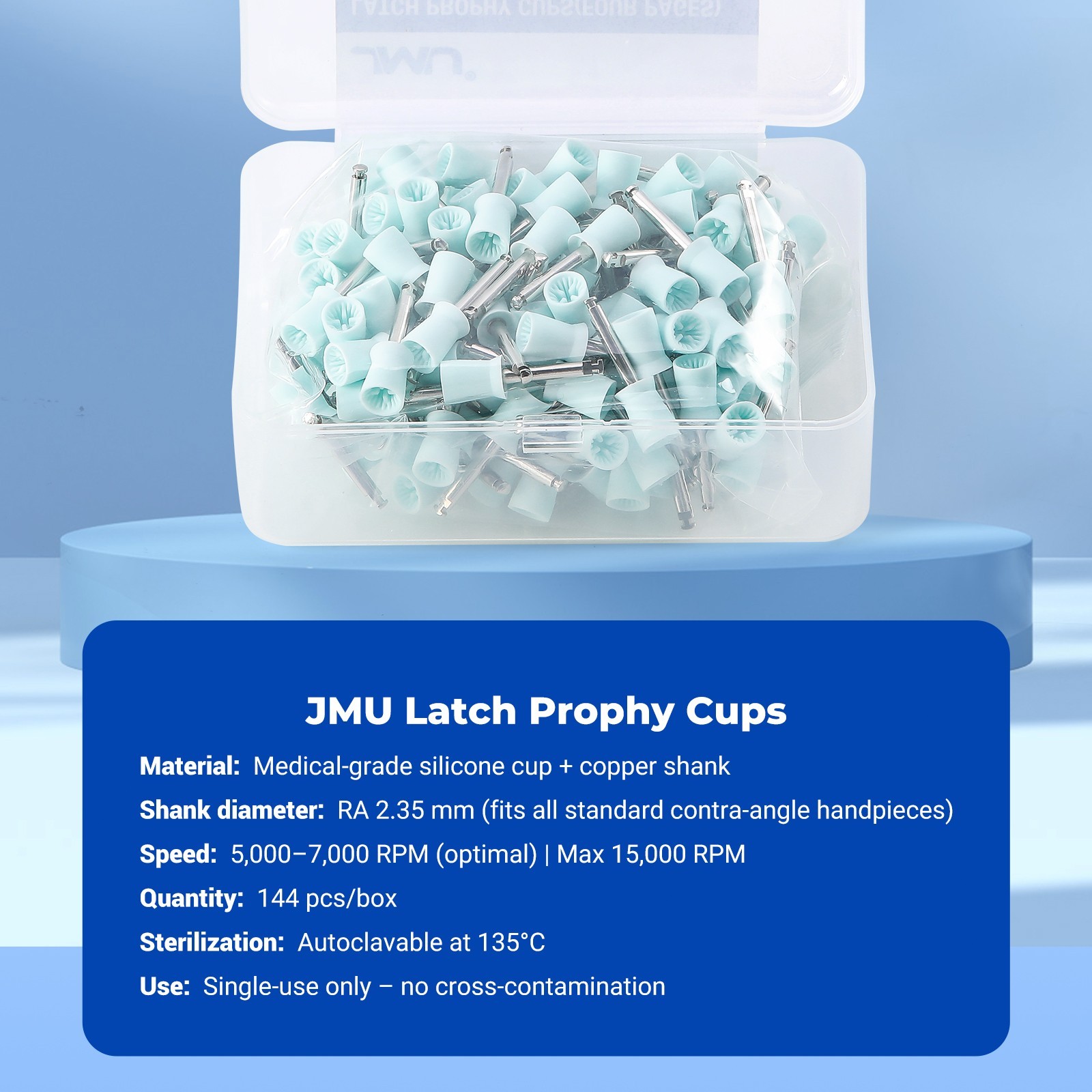 JMU Dental Prophy Cups Latch / Screw Type Four Pages Soft Polishing Cup 144pcs