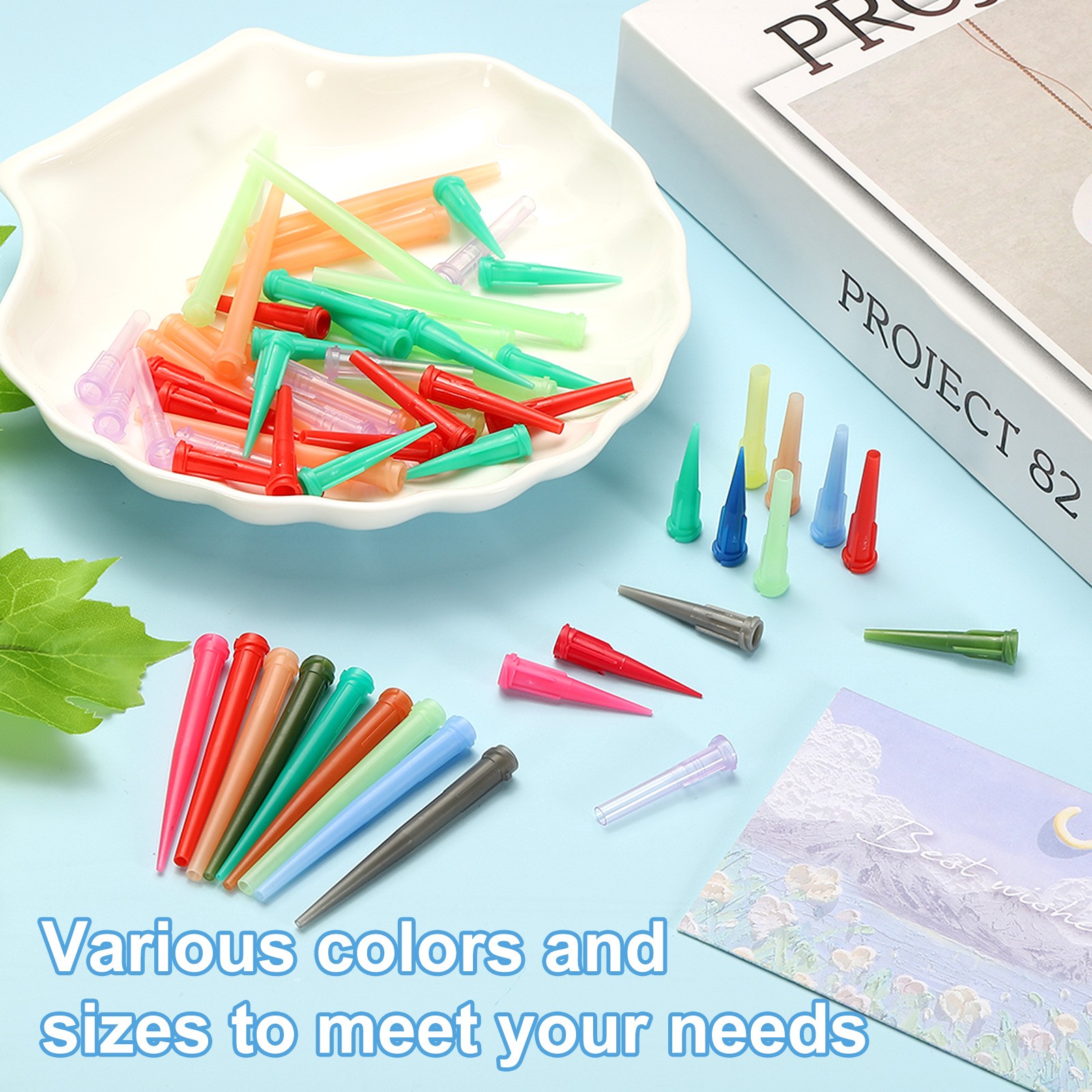 50pcs 14G 2.36″ Plastic Blunt Tip Tapered Dispensing Needle for Glue, Olive