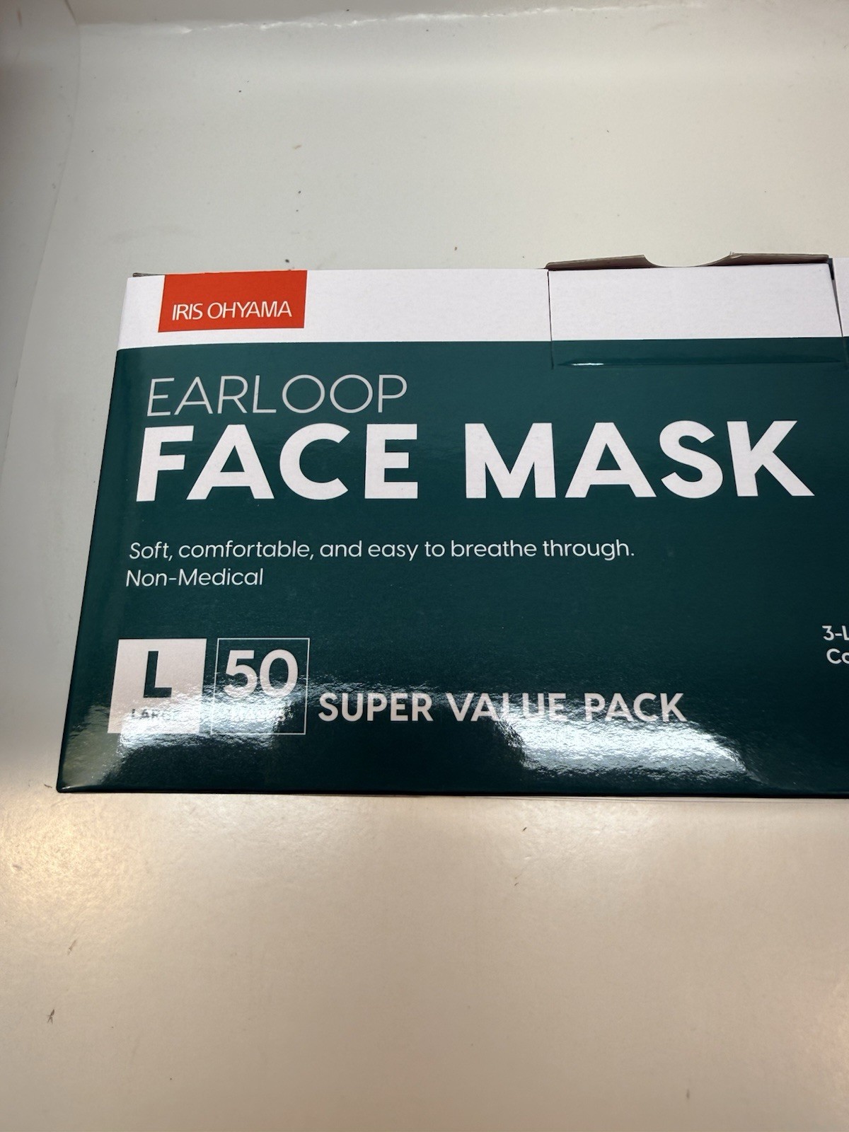 IRIS OHYAMA Earloop Face Mask Large 3-Layer Non-Medical 50 Pack MPN 590O57