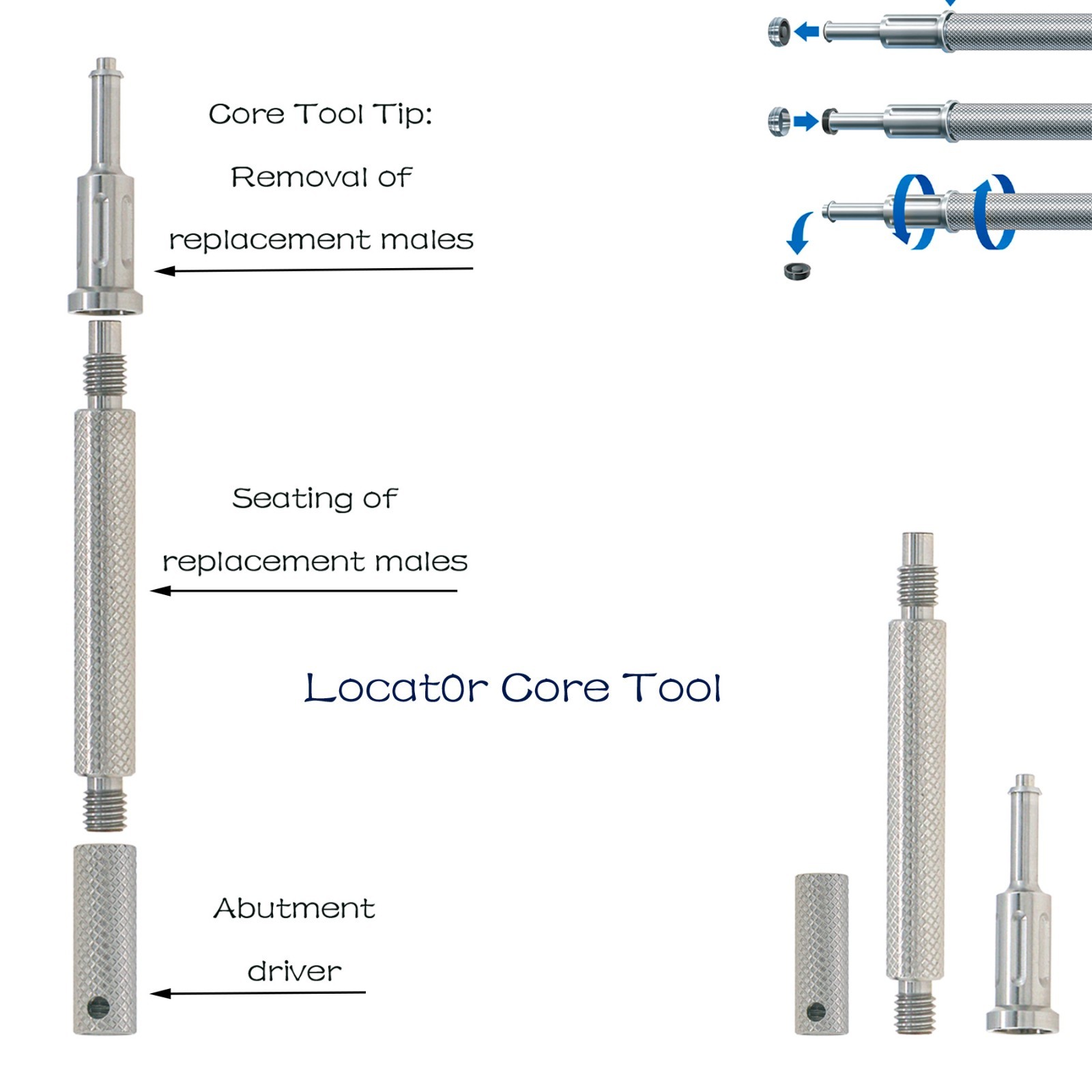 US Dental Retention Cap Set And Male Cap Insertion Extraction Locator core Tool