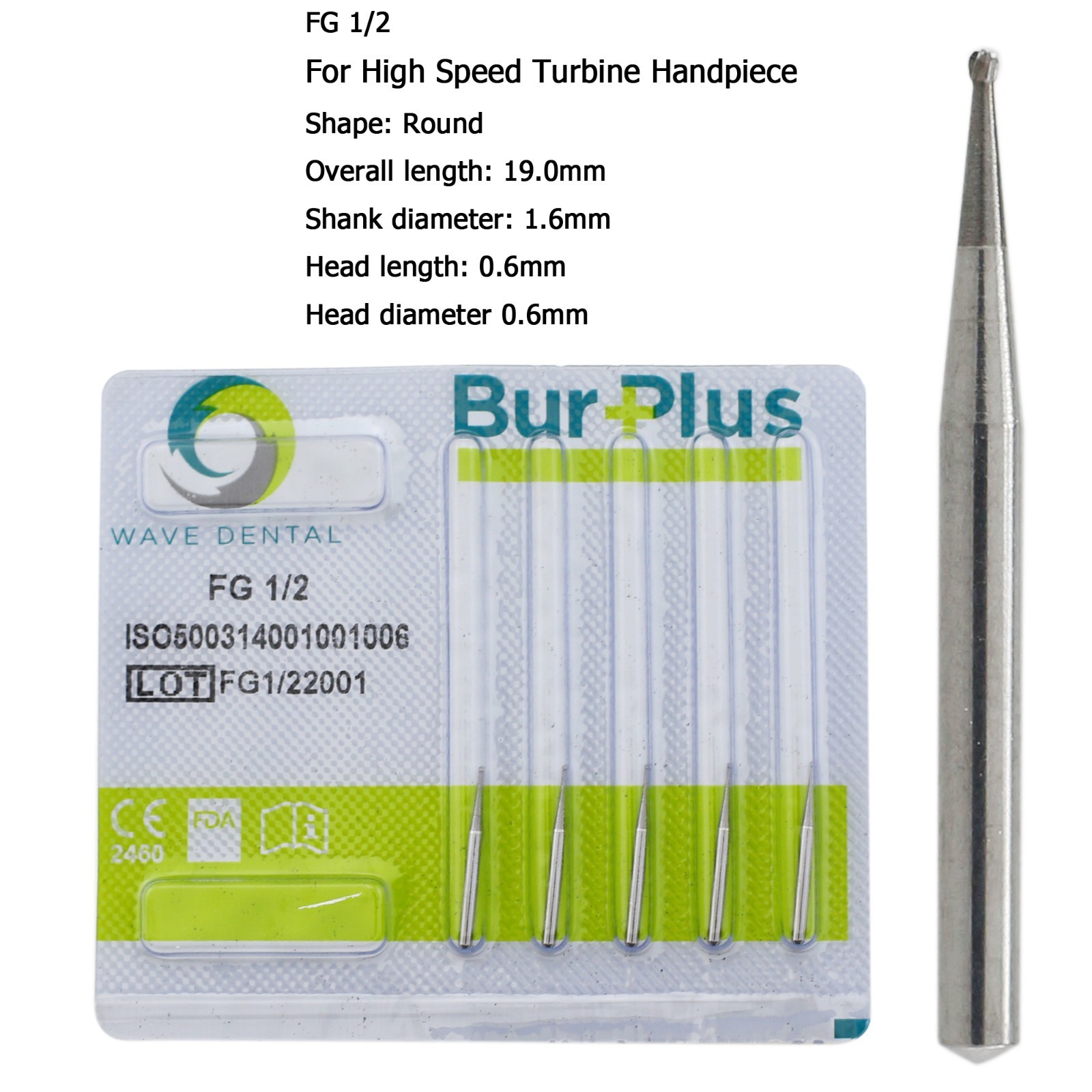 WAVE Dental Round Surgical Burs Carbide Bur High Speed Long FG / FG SURG 2 4 6 8