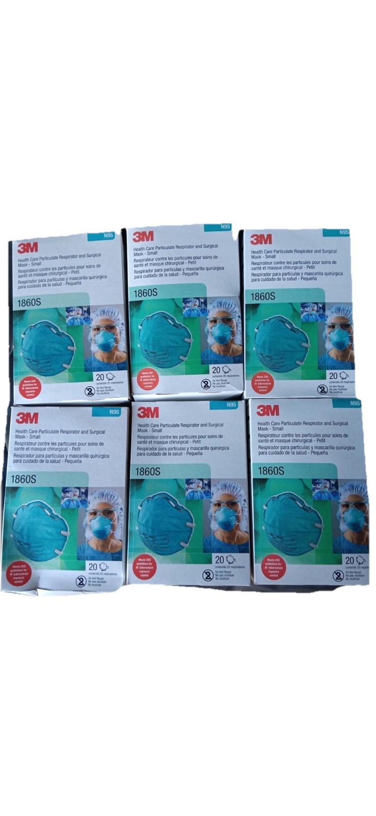 3M 1860S N95 Respirator Mask Case of 120 Small Size NIOSH, Surgical & Respirator