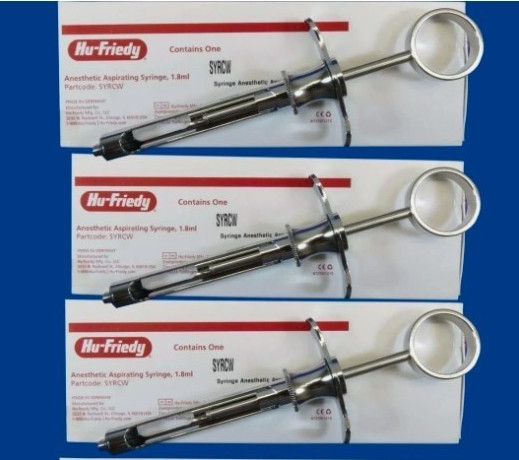 Lot of 5 Hu-Friedy Dental Aspirating Syringes CW Style 1.8ml German Stainless