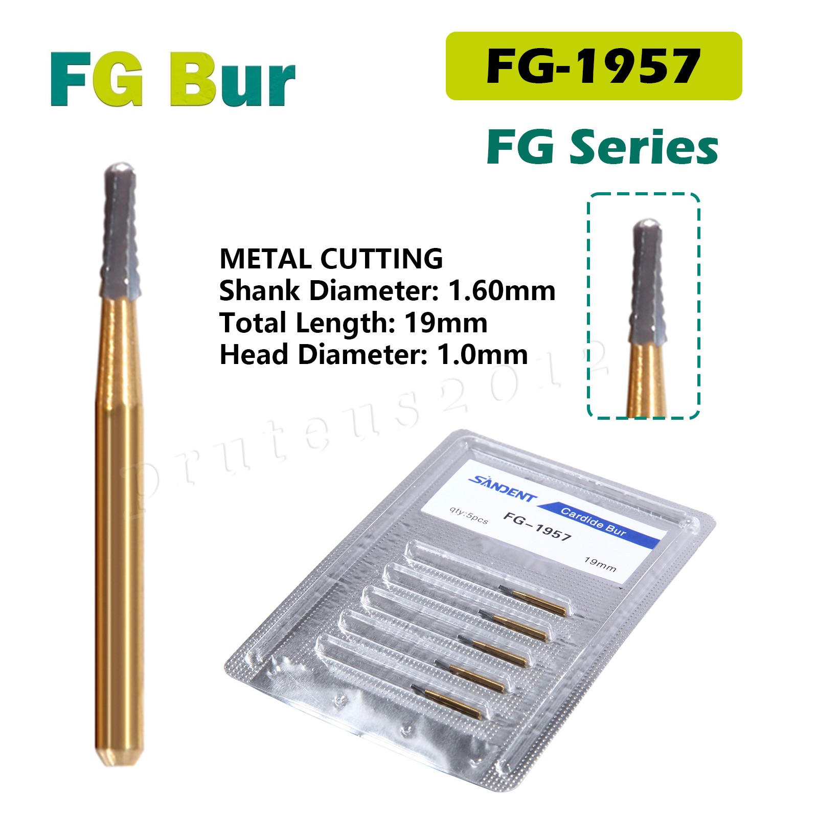 US Dental Burs Tapered Fissure Head Carbide Bur FG Metal Cutting High Speed