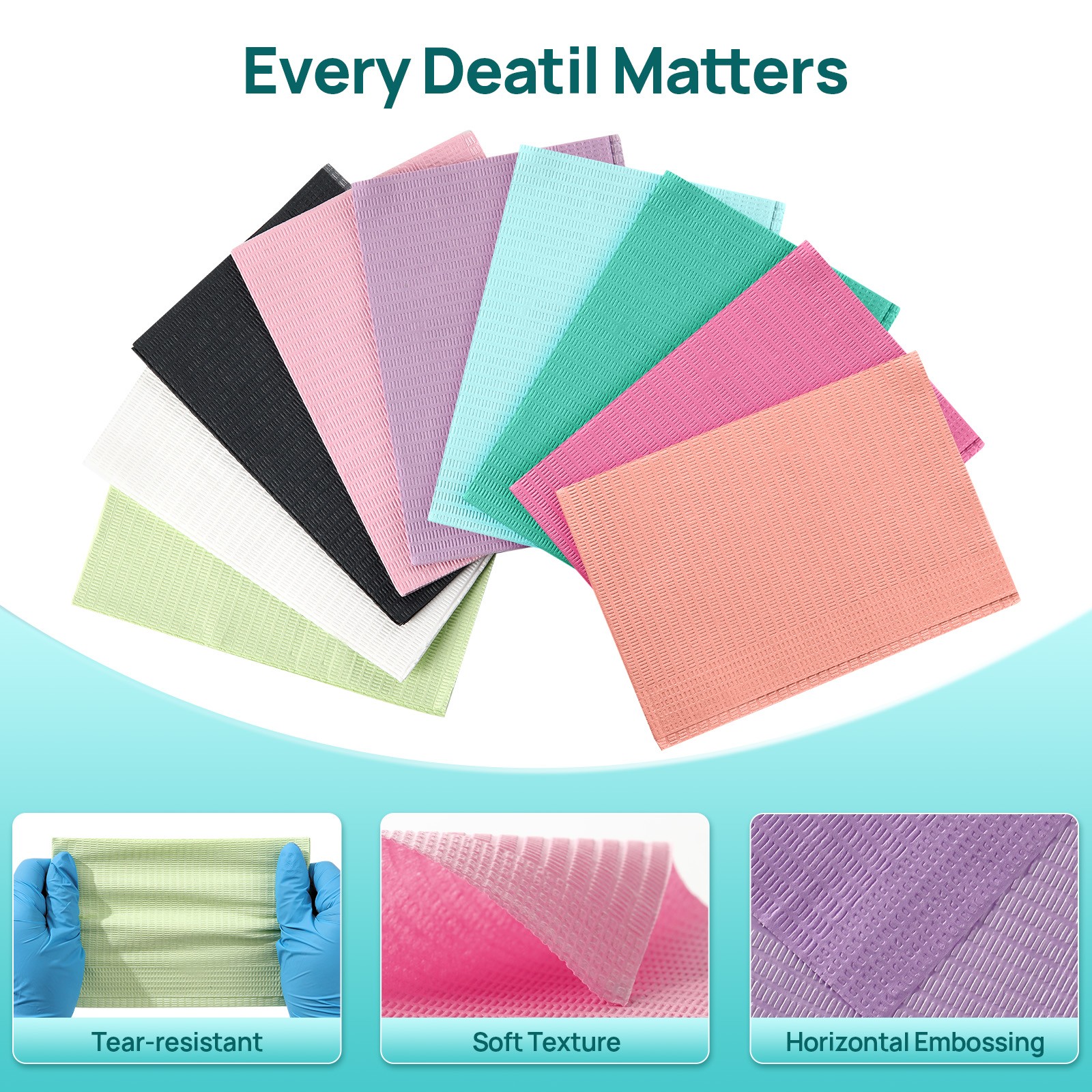 Blue Disposable Dental Bibs 3-Ply Medical Tattoo Towel 13″x18″-Up to 1000pcs