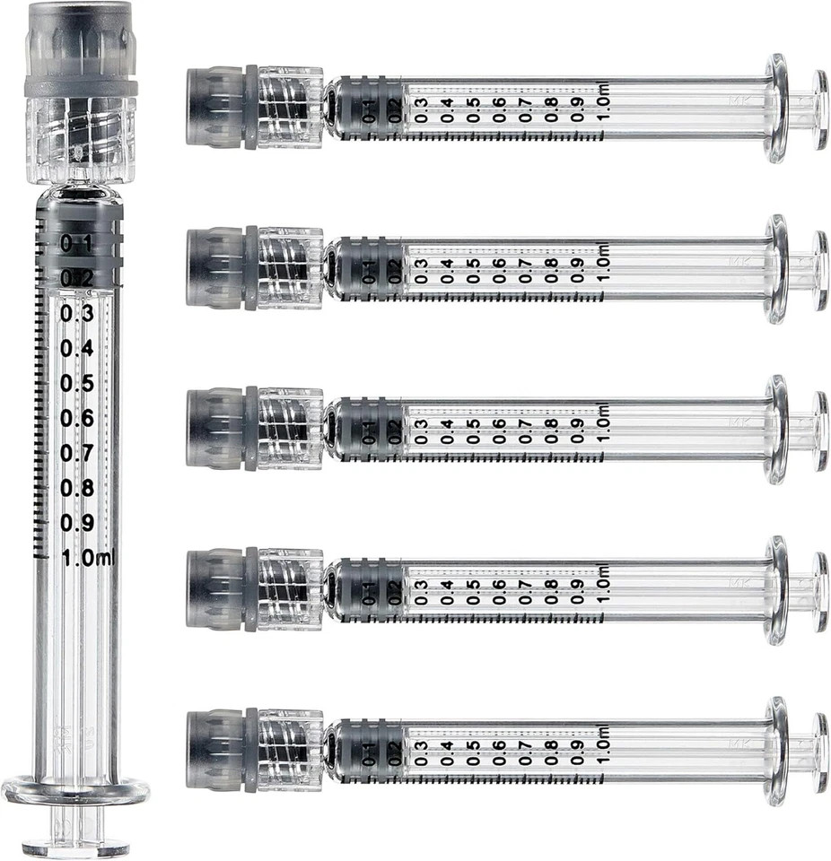 10Pcs 1ml Borosilicate Glass Syringe Oil Liquid Dispenser with Metal Luer Lock