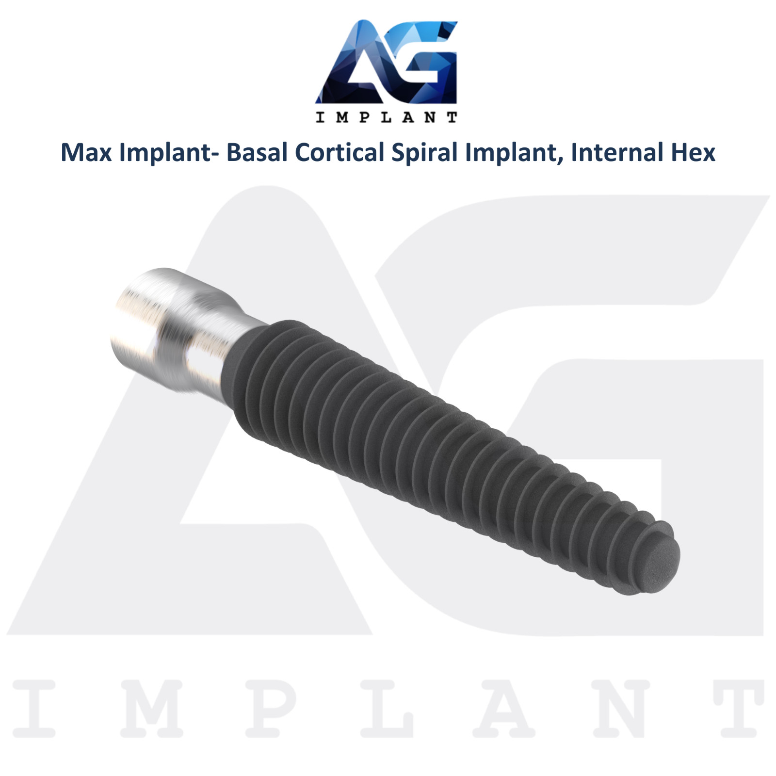 Dental MAX Basal/Cortical Titanium Spiral Fixtures Int Hex 2.42mm System