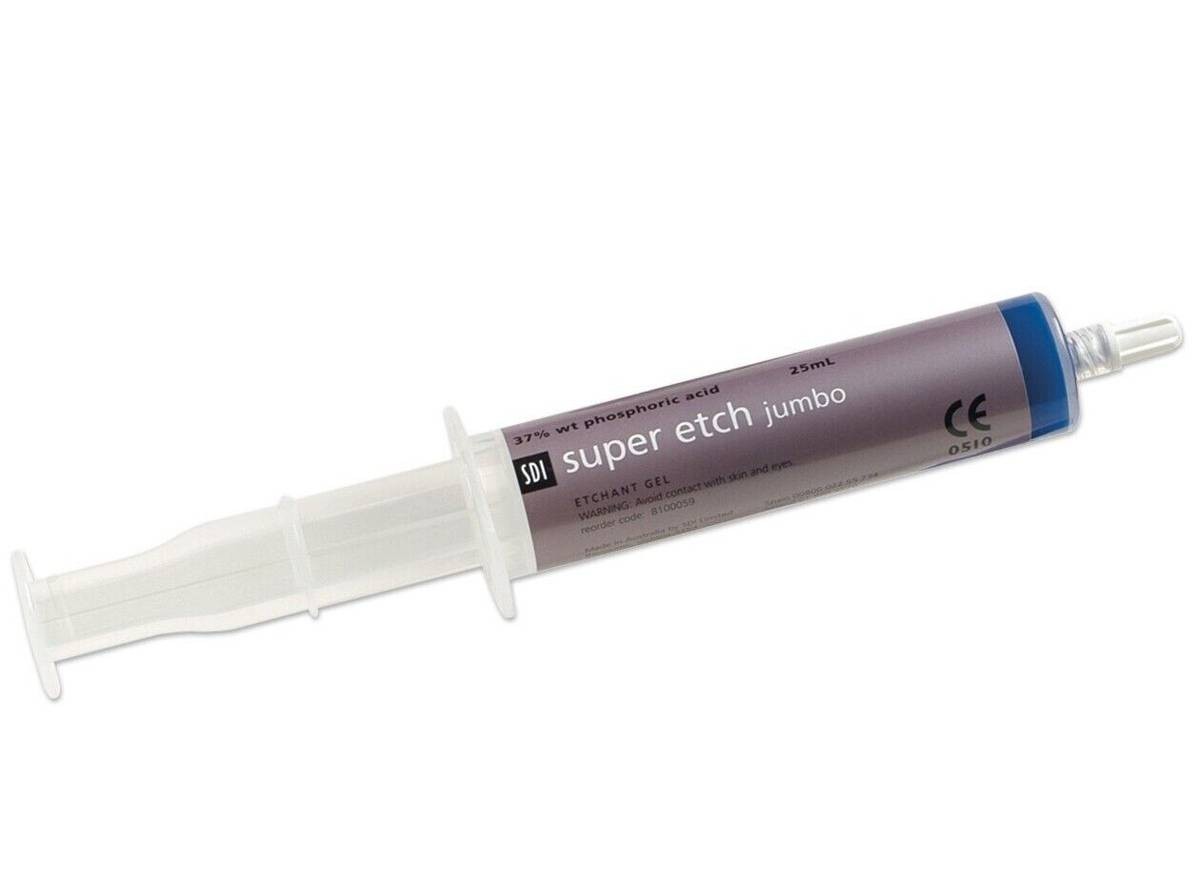 SDI 8100059 Super Etch Jumbo Dental Etchant Syringes 2/Pk 25 mL