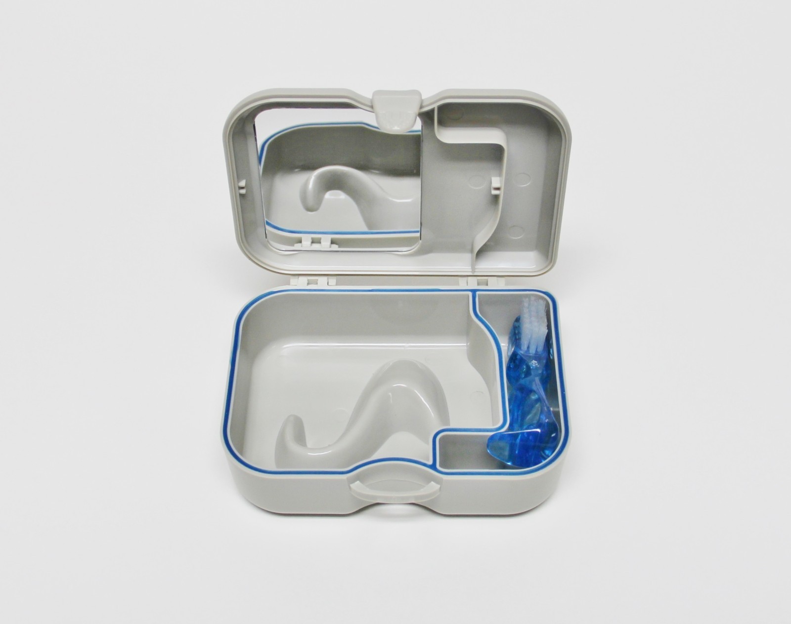 Denture Retainer Mouth-guard Storage Case with Mirror & Cleaning Brush – 1 PC