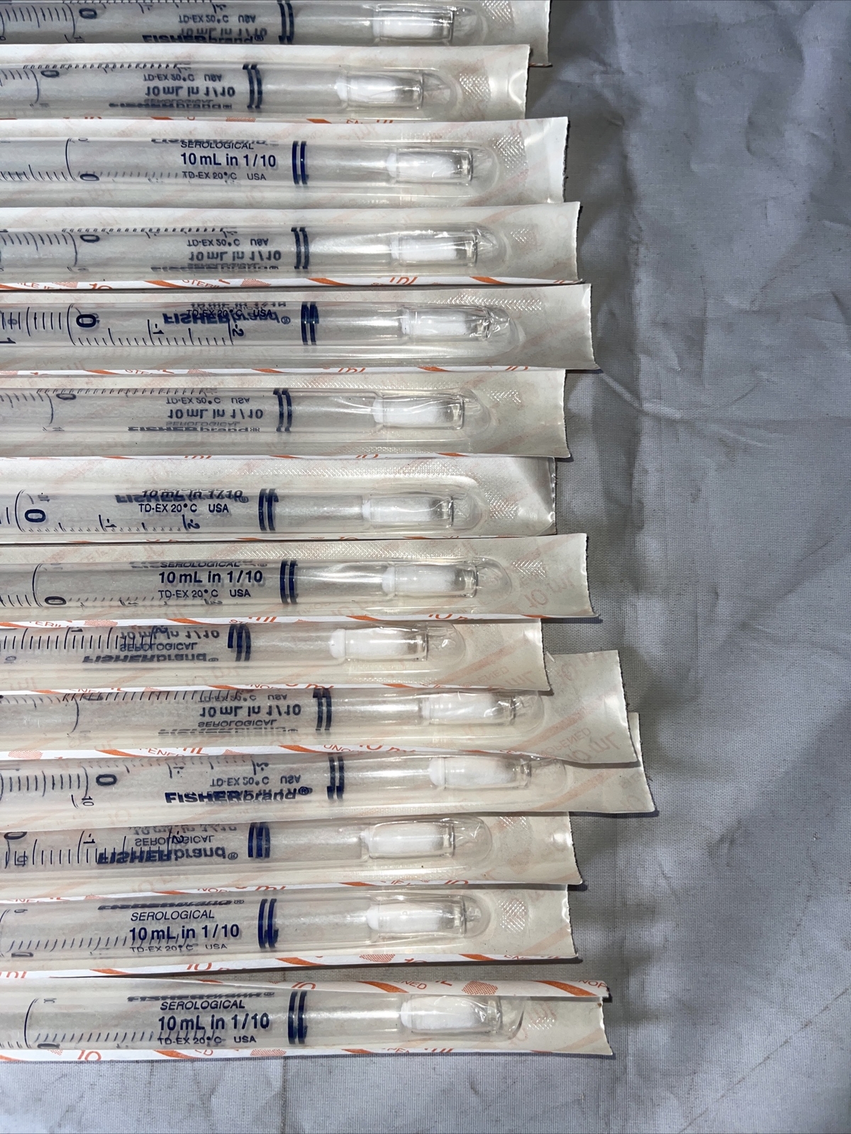 LOT of 40 NEW 10mL 1/10mL Serological Pipets FISHERBRAND