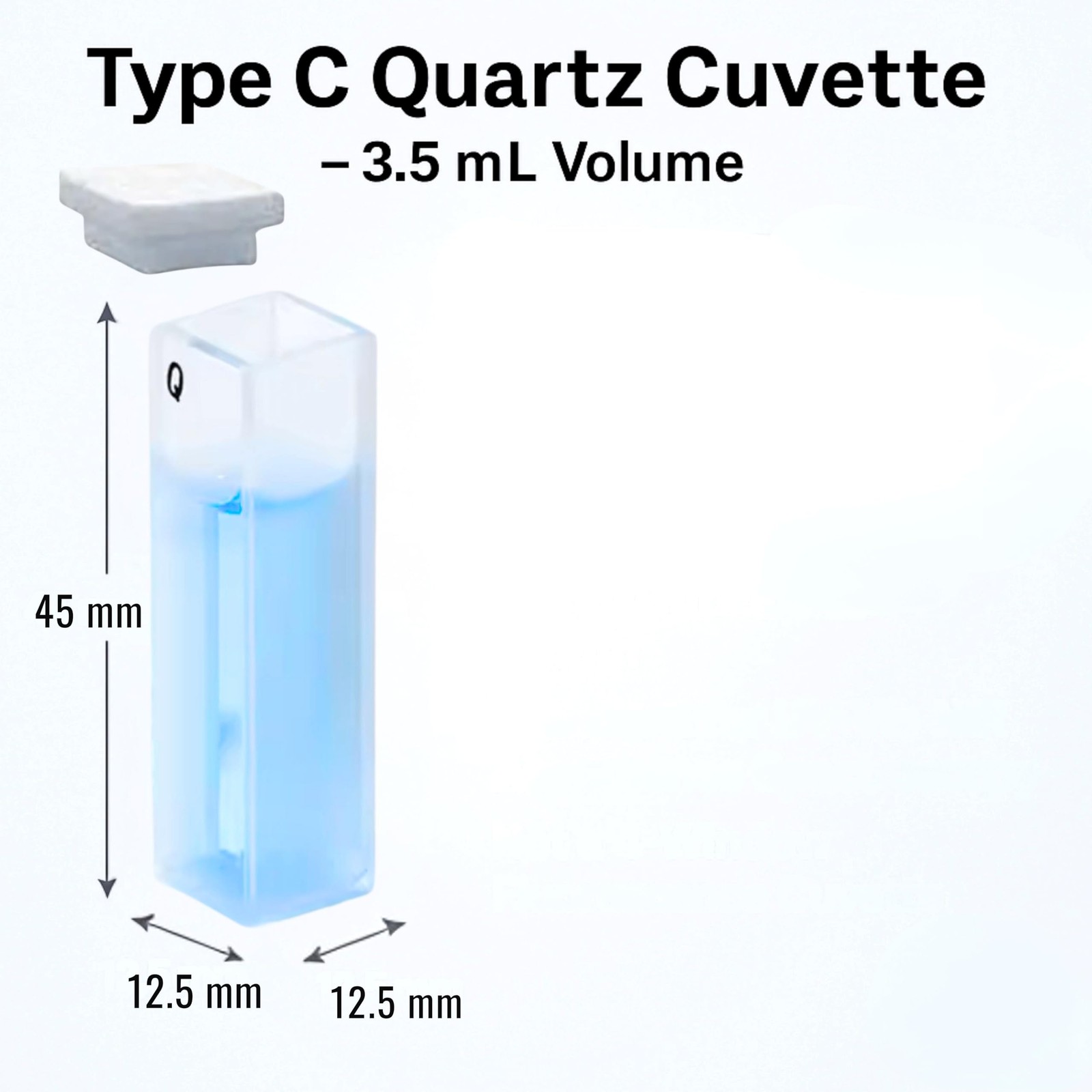 Quartz Cuvettes 4-Pack, UV-Vis-NIR 190–2500 nm, Standard 10 mm Path, 3.5 mL C…