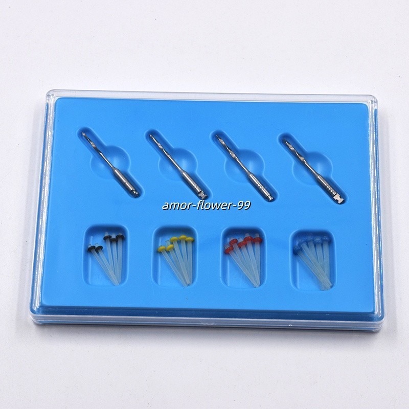 20 Pcs Dental Fiber Post Quartz Straight Post 1.0mm 1.2mm 1.4mm 1.6mm + 4 Drills