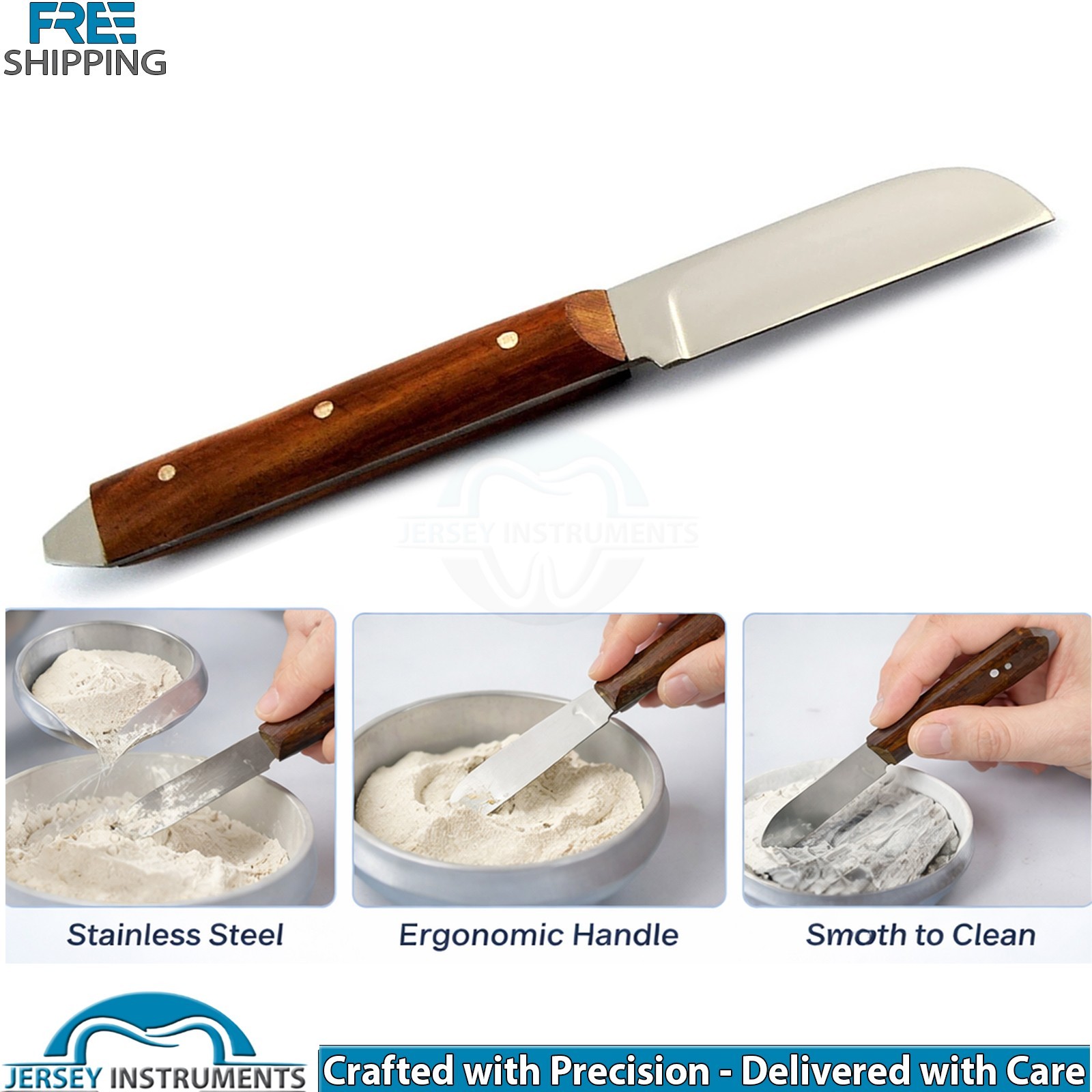 Dental Laboratory Plaster Alginate Knife Wood Handle Cutting Waxing & Modelling