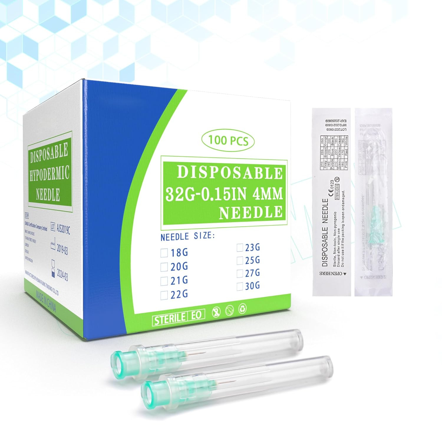 100 Pack 32 Gauge 0.16 Inch/4Mm Sterile Disposable Lab Supplies, Scientific and