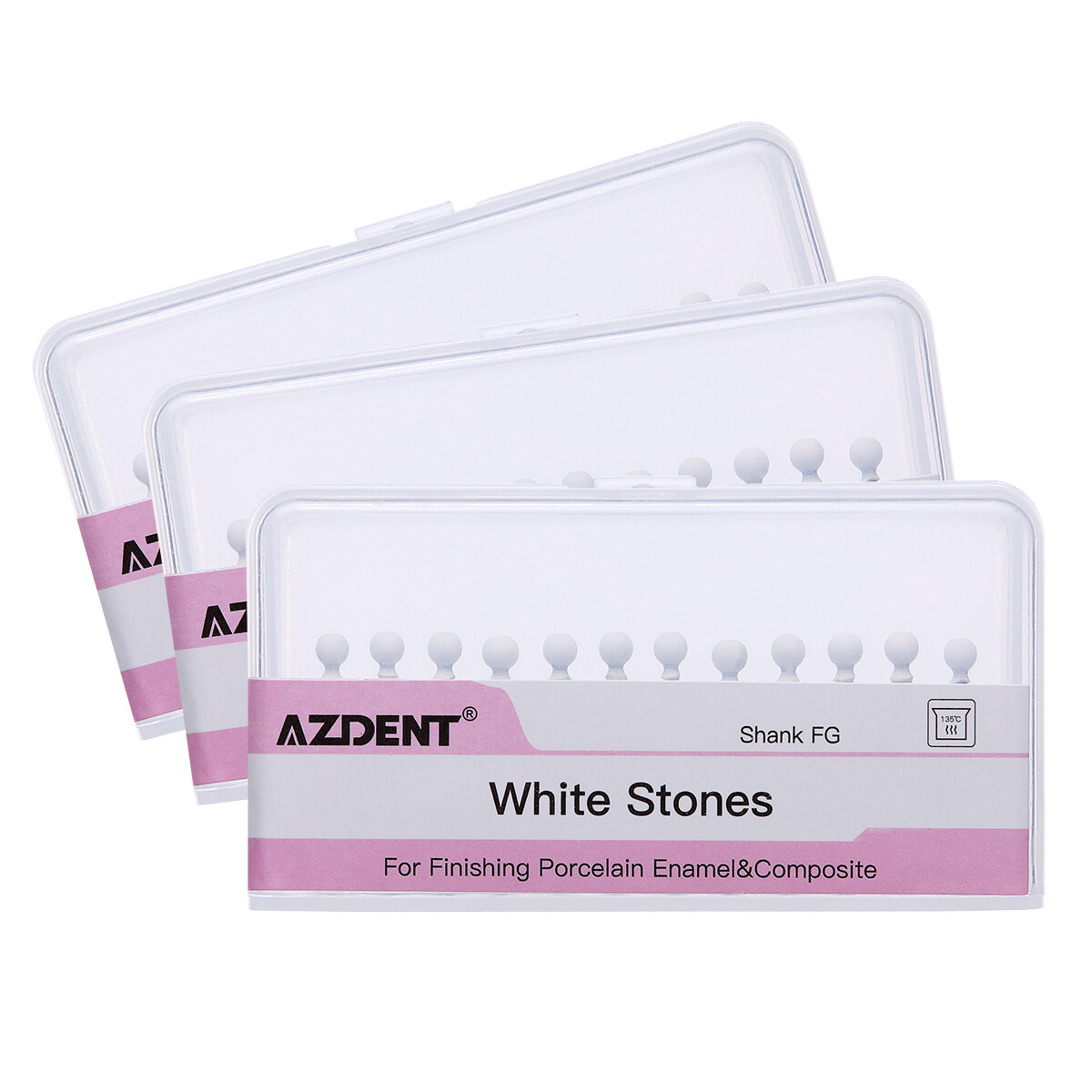 Dental Polishing Burs -FG Abrasion Points Bur Round Mounted White Stone 12/pack