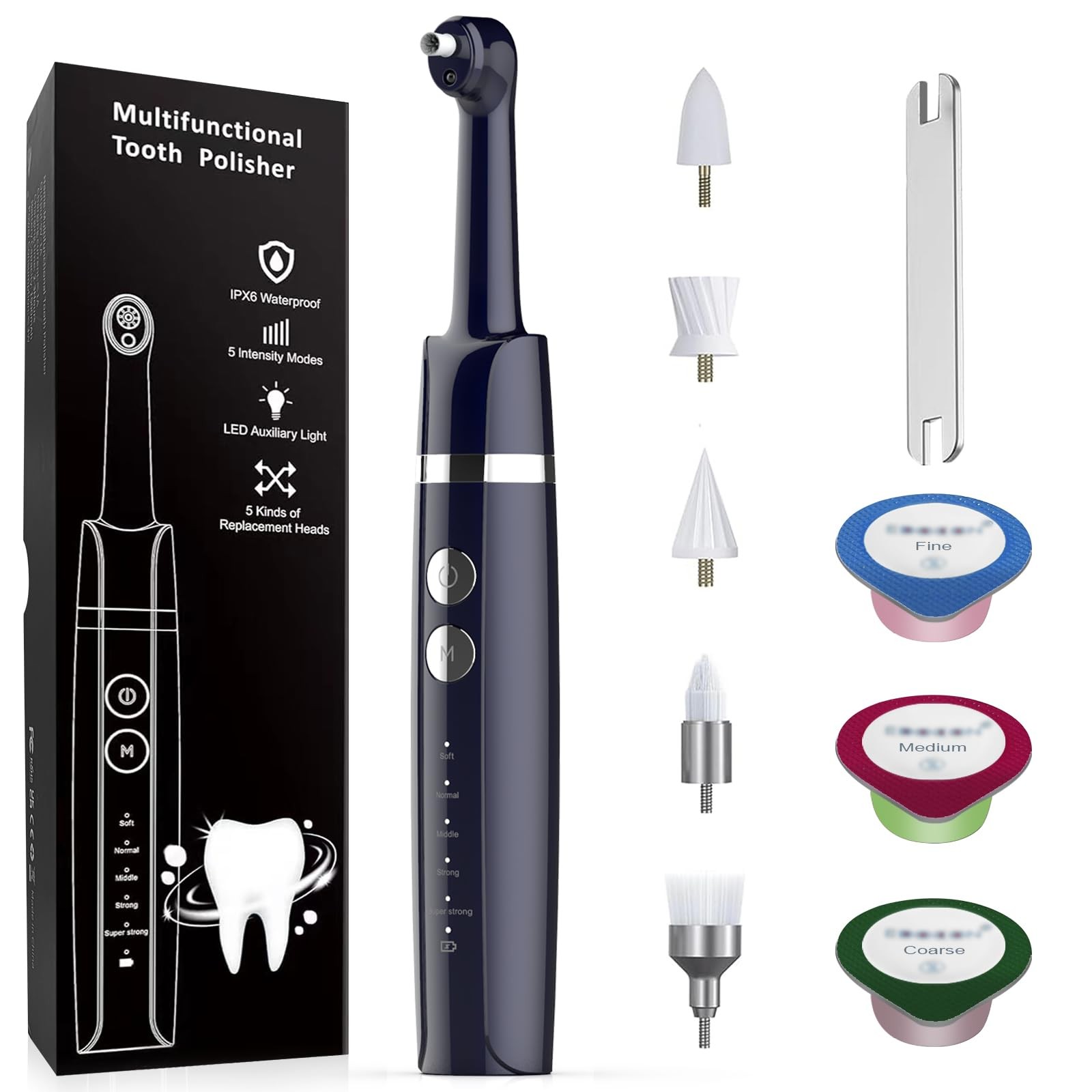 Tooth Polisher,Teeth Polishing Kit for 1 Count (Pack of 1), Morandi Blue