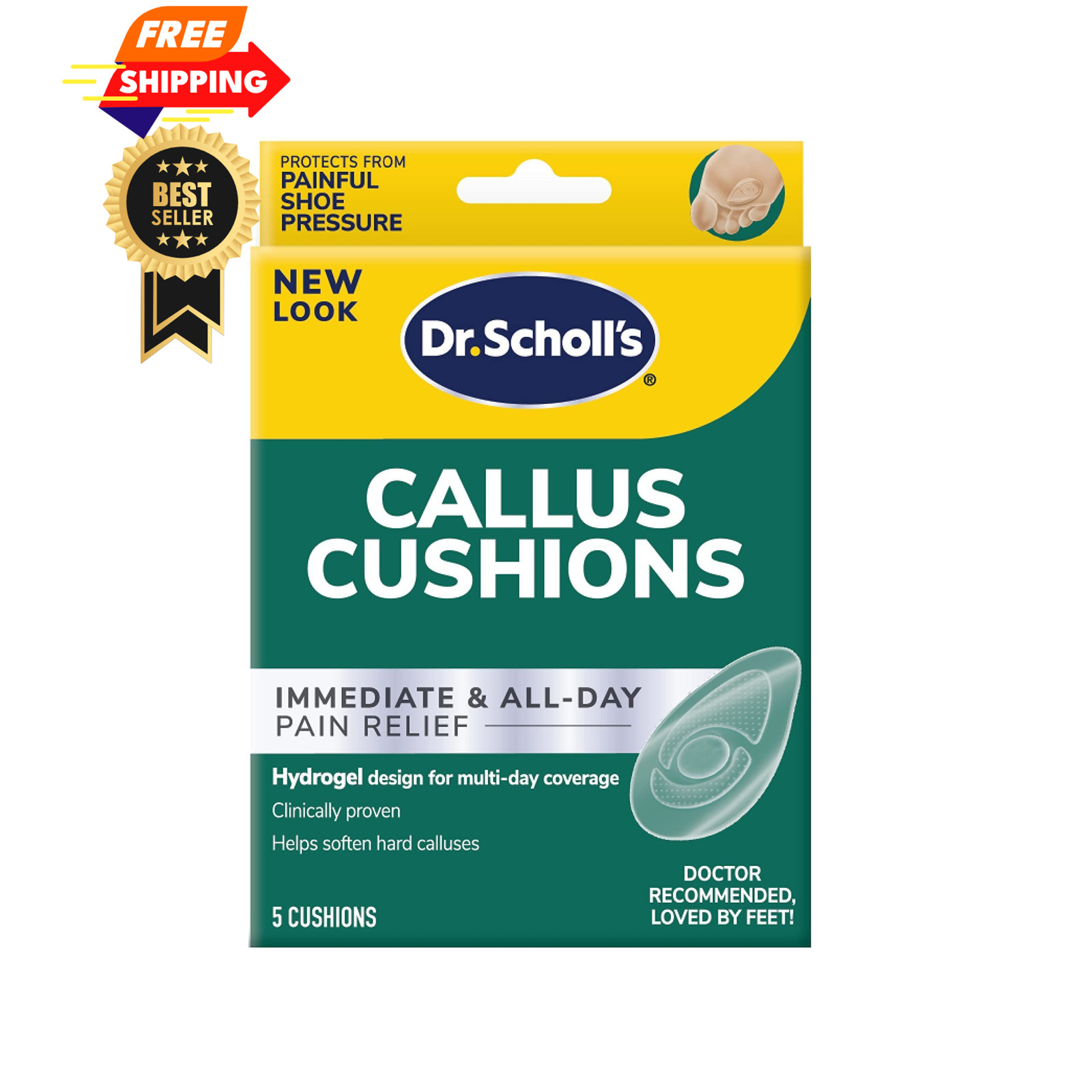 Dr. Scholl’s Callus Cushions with Hydrogel 5 Count (Pack of 1), White