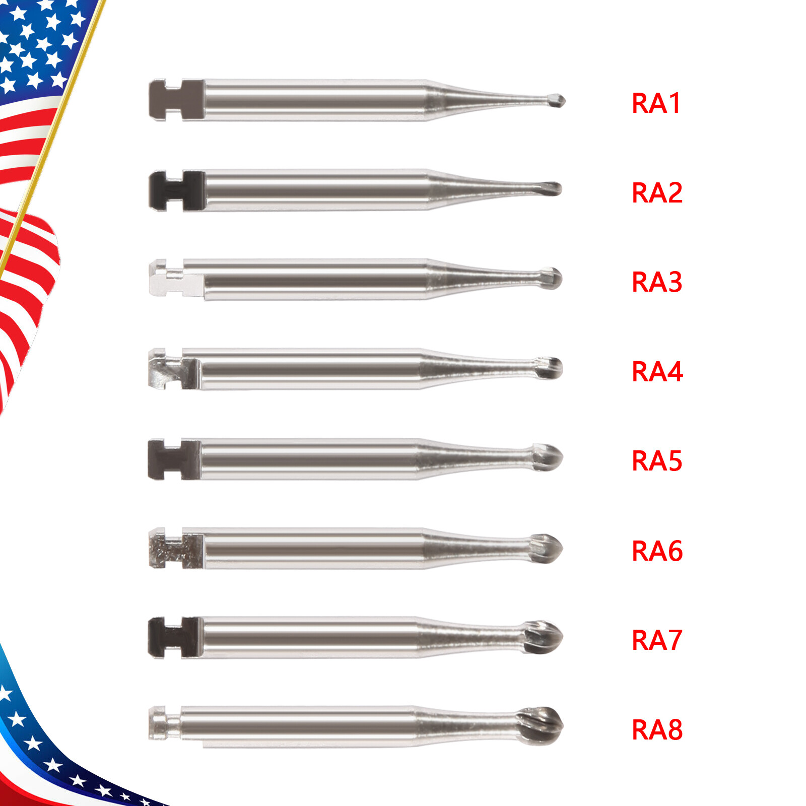 Round Carbide Bur for Slow Speed Latch RA1-8 Taper Fissure Dental